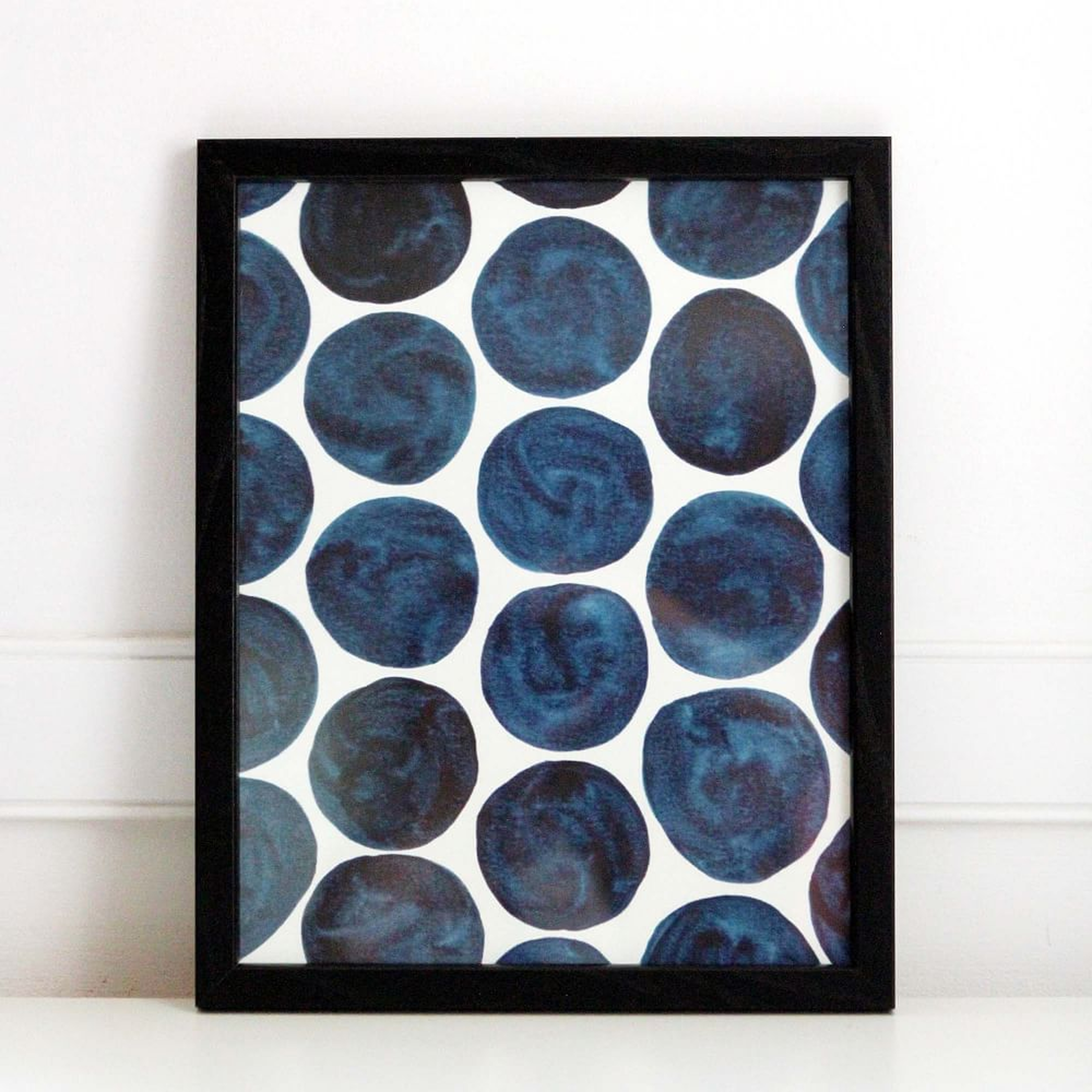 Pauline Stanley Studio Wall Art, Blue Dots, Black Wood Frame, Blue & White - West Elm