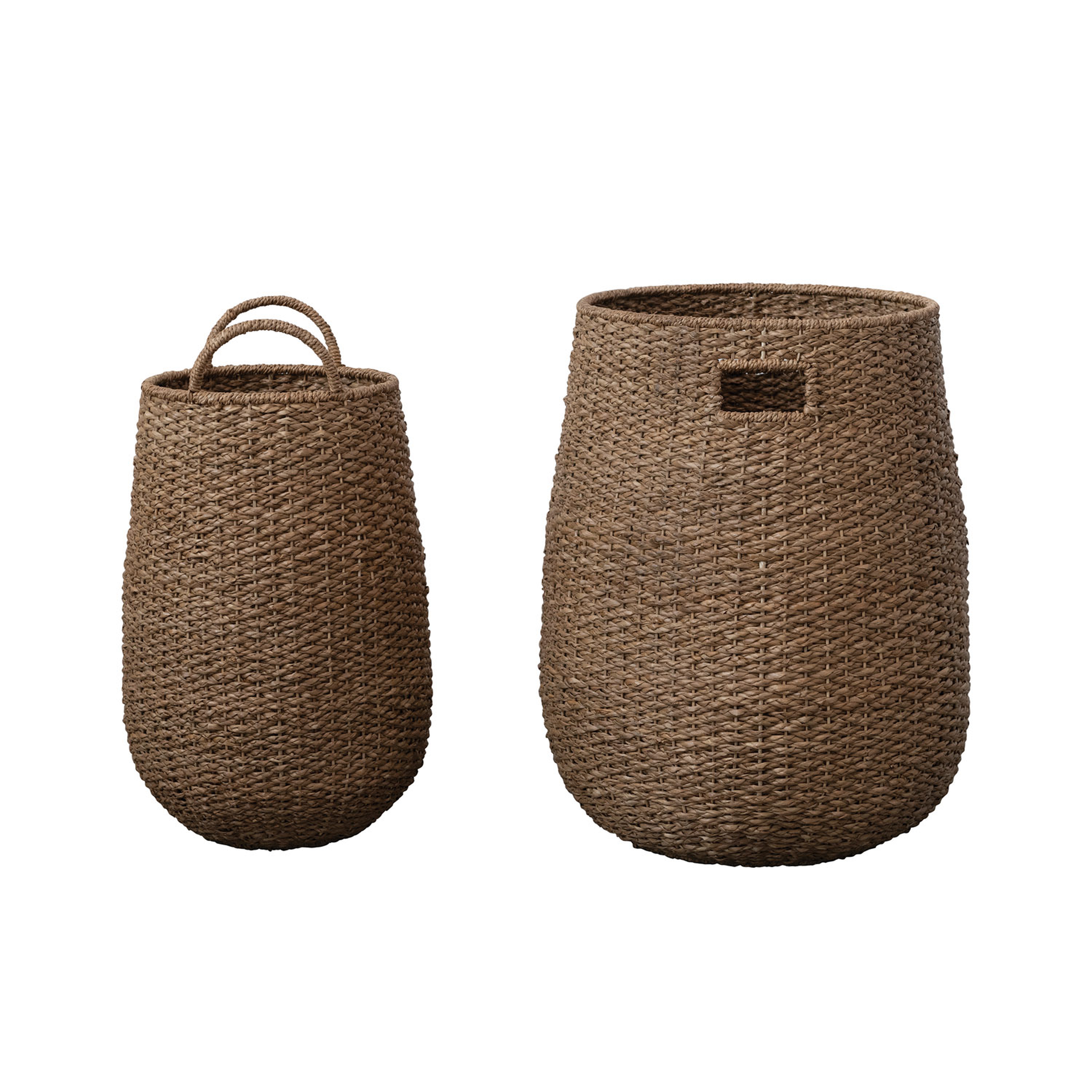 Hand-Woven Bankuan and Rattan Baskets with Handles, Set of 2 - Moss & Wilder