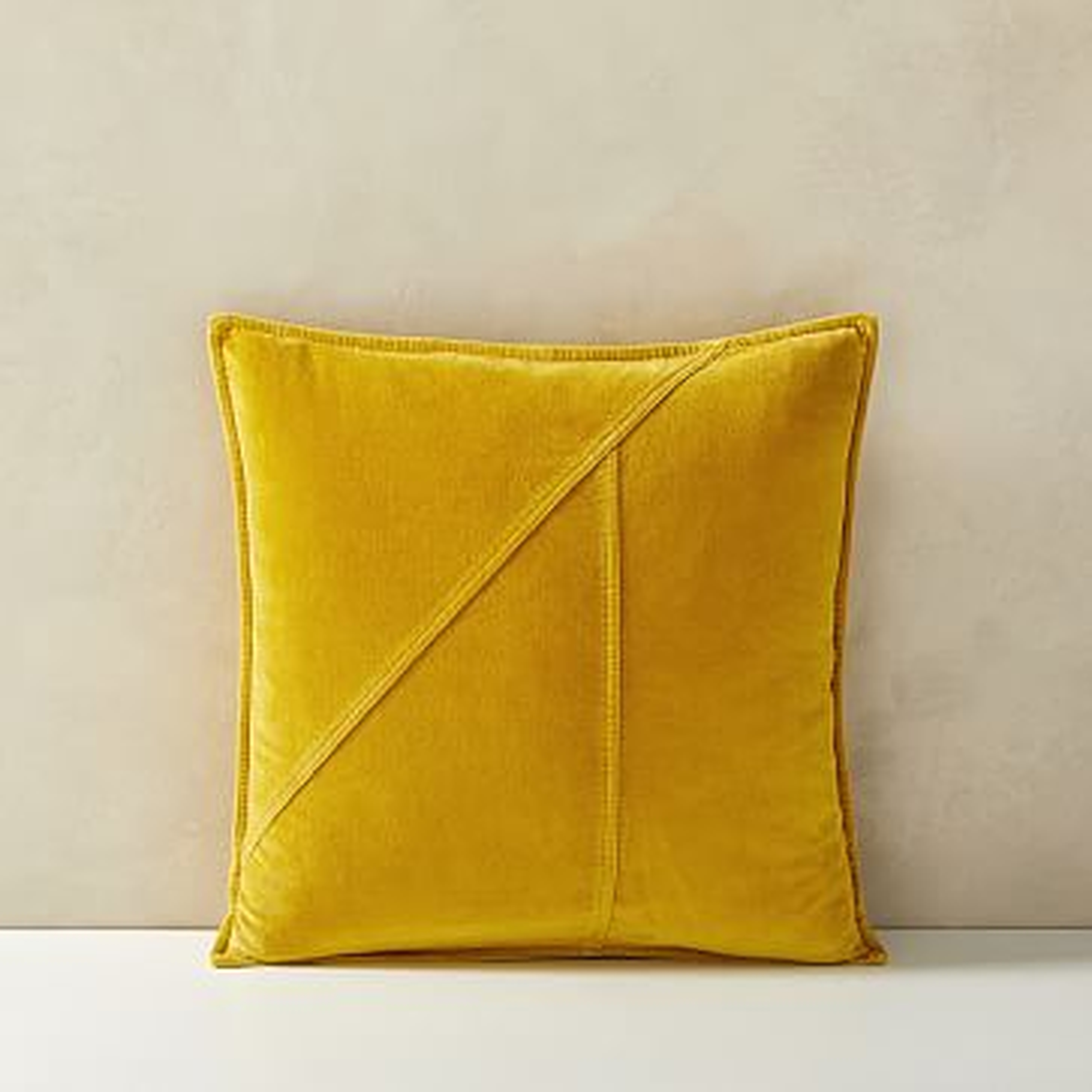 Washed Cotton Velvet Pillow Cover, 18"x18", Dark Horseradish - West Elm