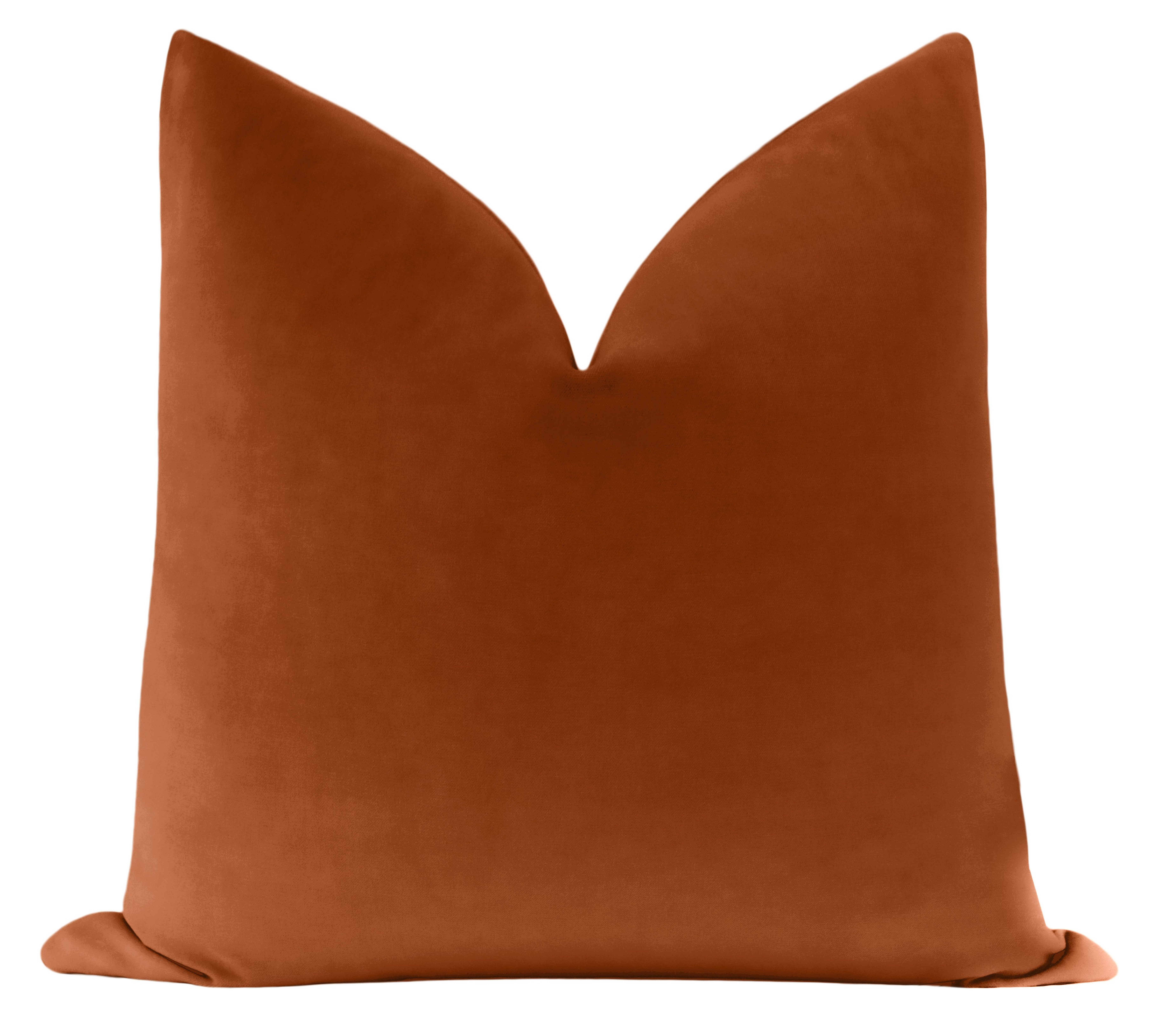Classic Velvet Pillow Cover, Terracotta, 20" x 20" - Little Design Company