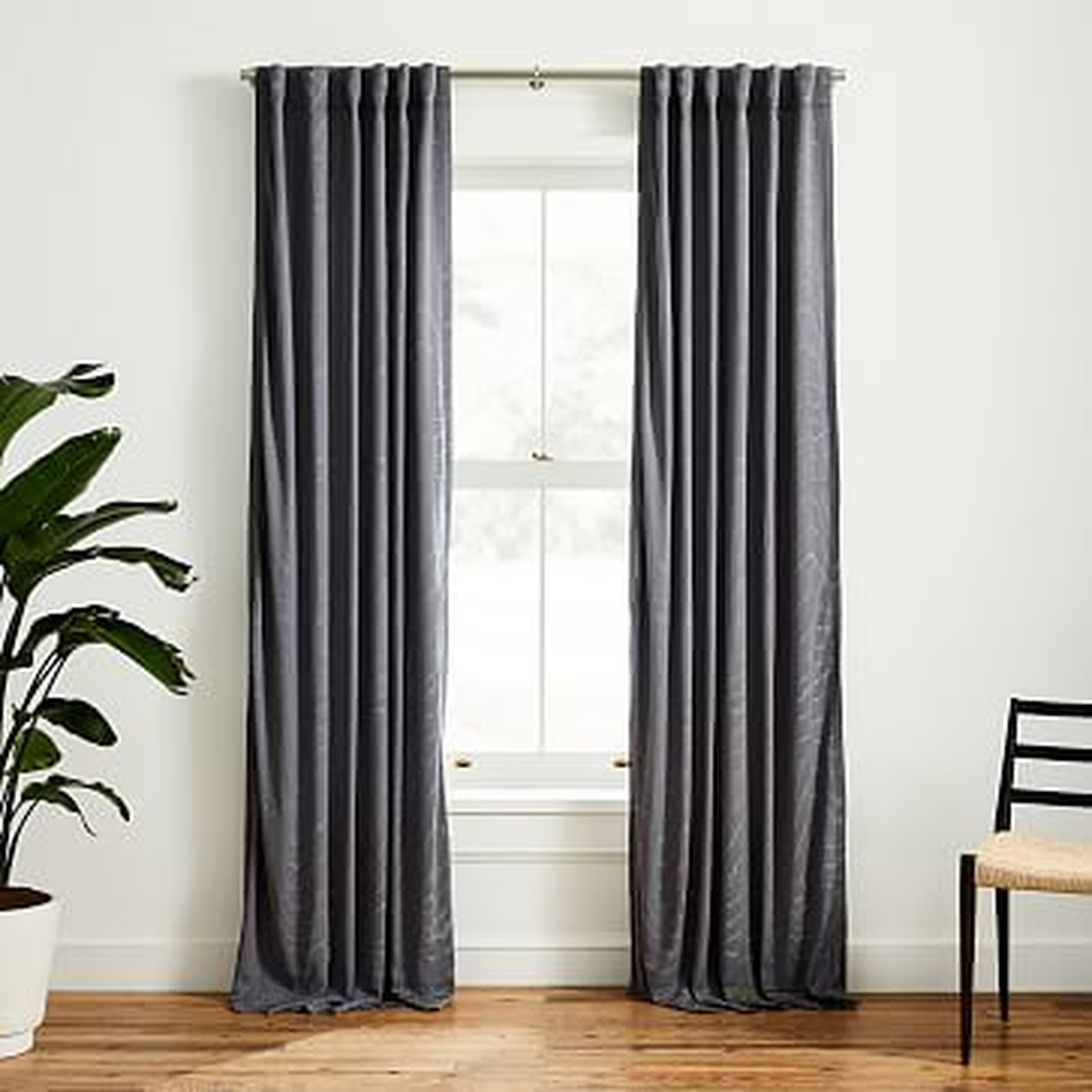 Faux Silk Moire Curtain, Pewter, 48"x96" - West Elm