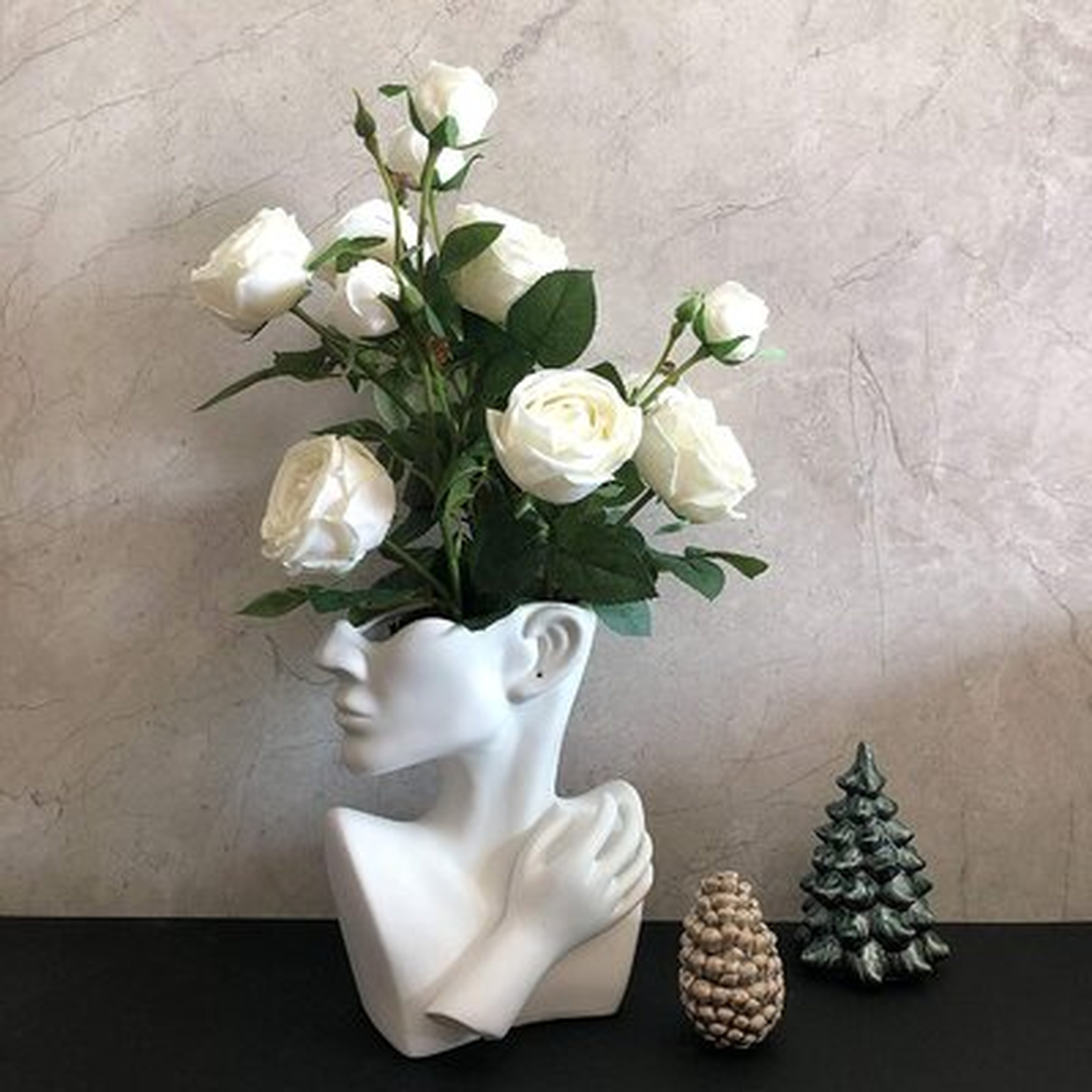 Modern White Ceramic Vase For Home Décor Abstract Face Planter Statue Ornament Floral Arrangement Container Flower Vessel For Kitchen Dining Coffee Table Home Wedding Centerpiece Decoration - Wayfair