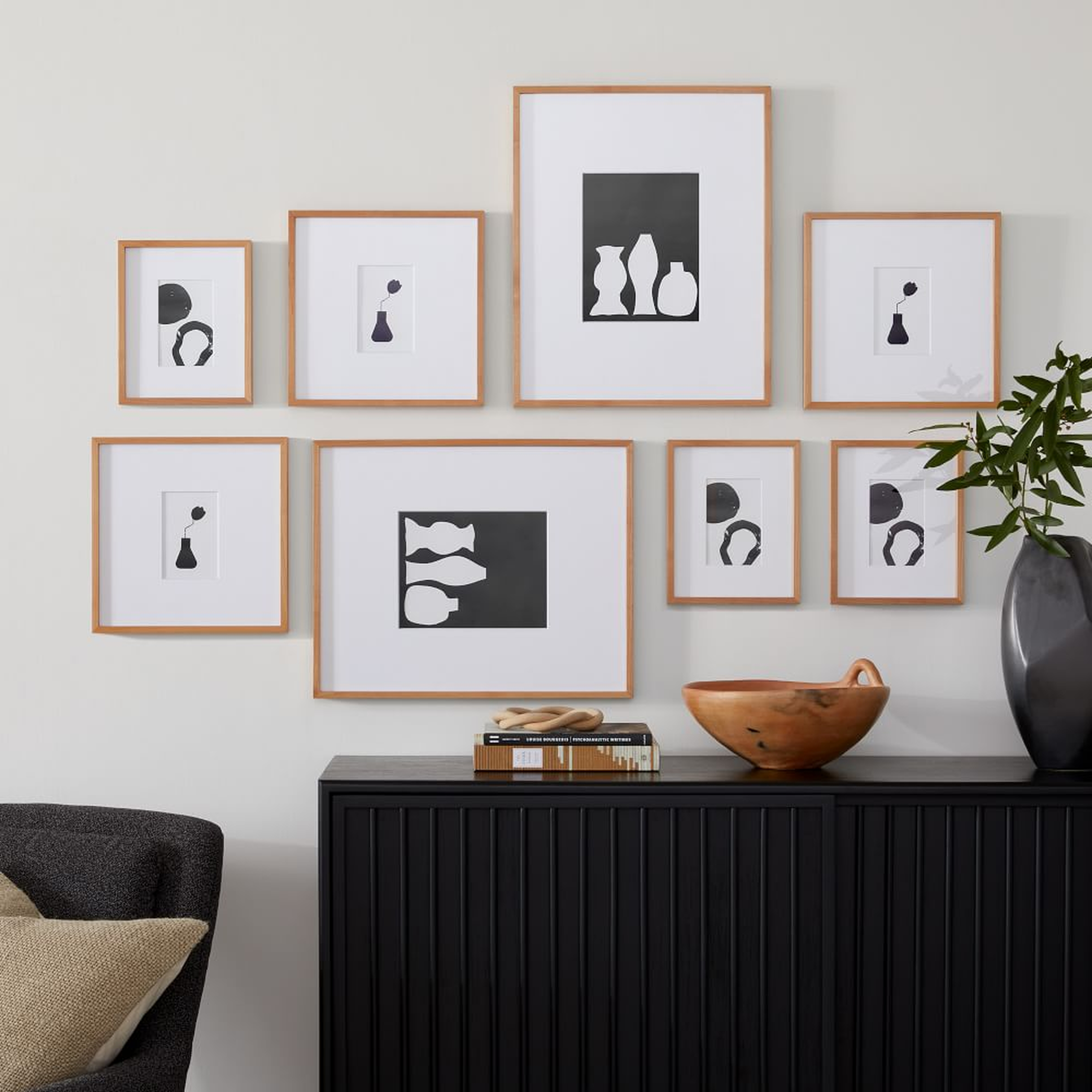 The Family Photo Wall Gallery Frames Set, Wood, Wheat, Set of 8 - West Elm