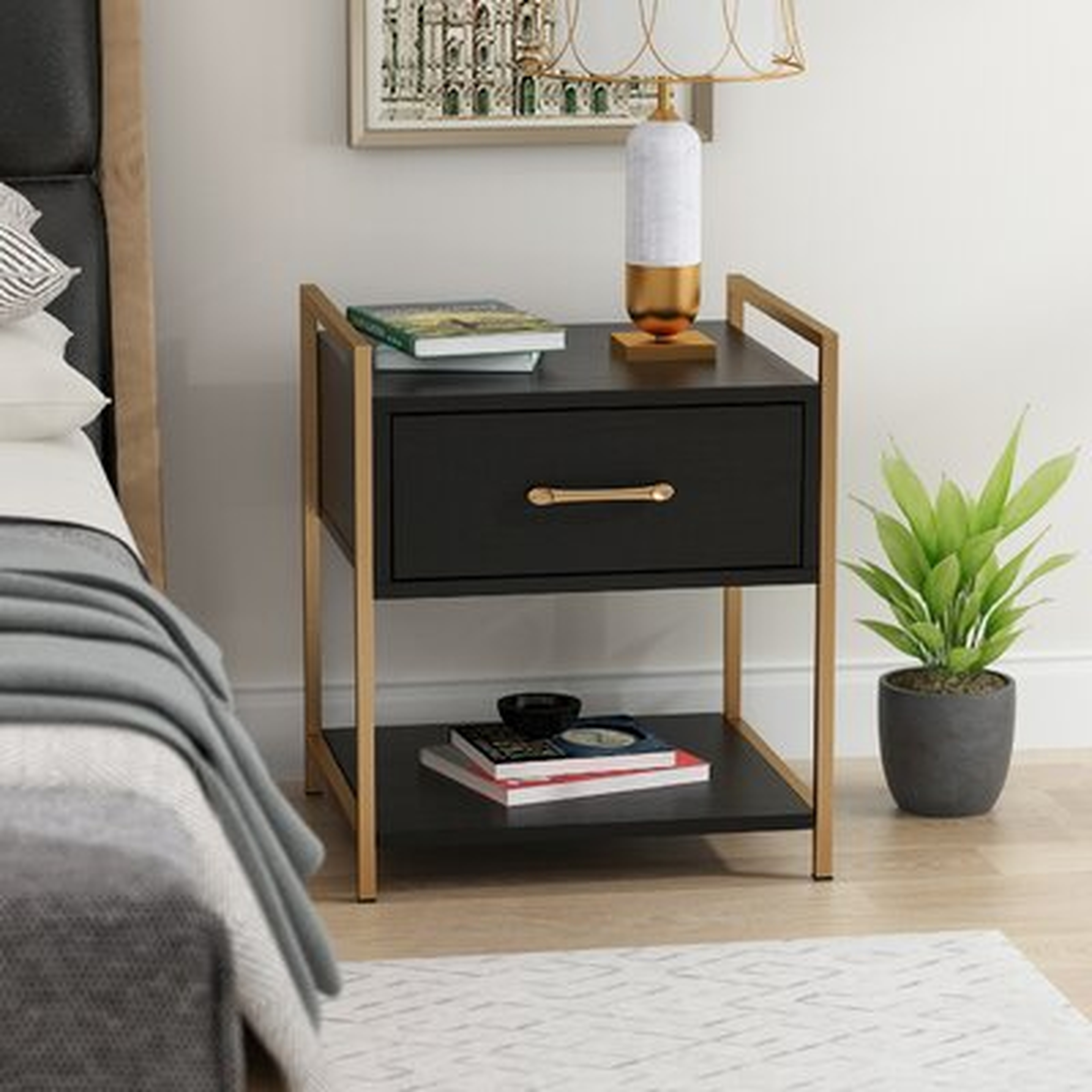 Modern Style Single Drawer Nightstand With Storage Shelf - Wayfair