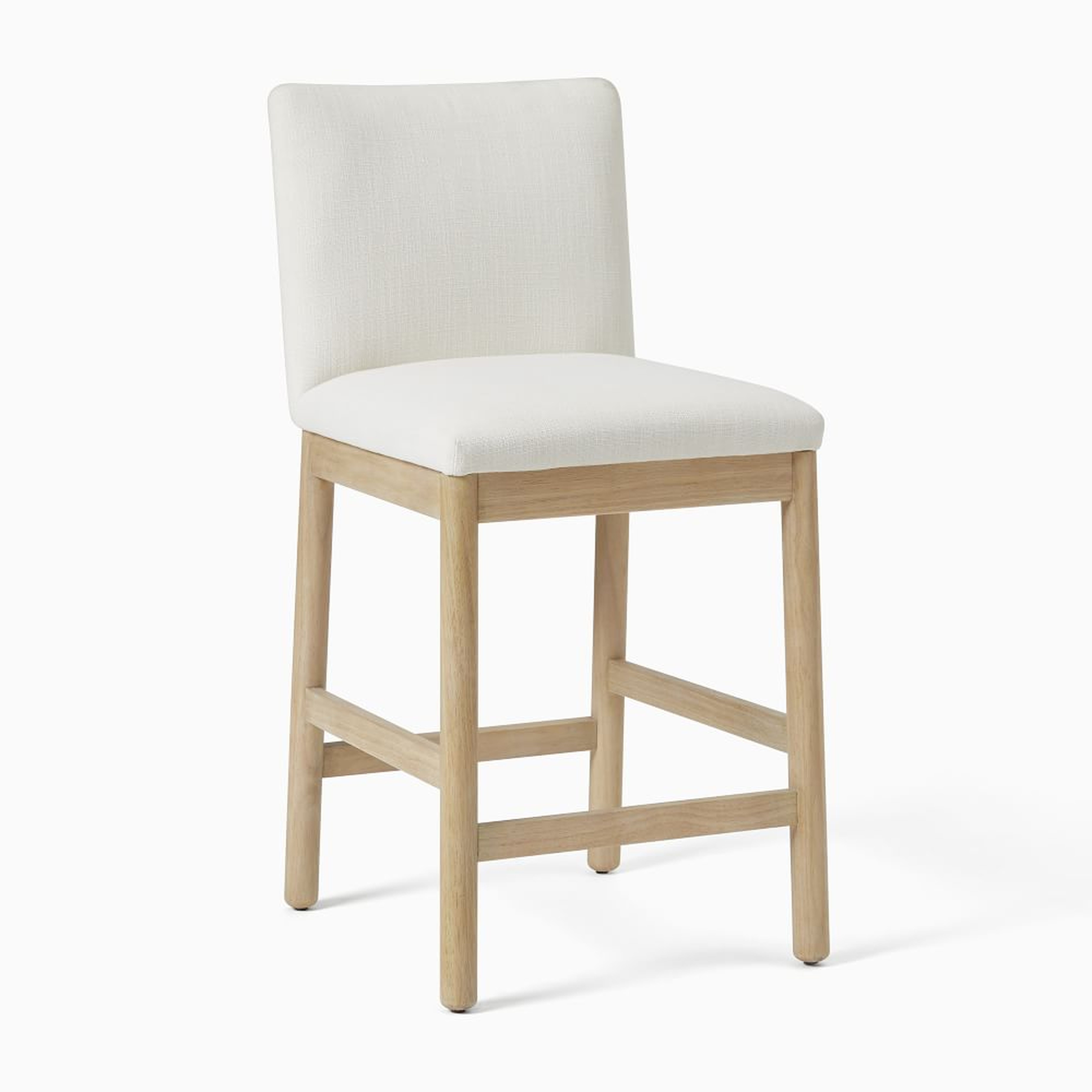 Hargrove Counter Stool, Yarn Dyed Linen Weave, Alabaster, Dune - West Elm