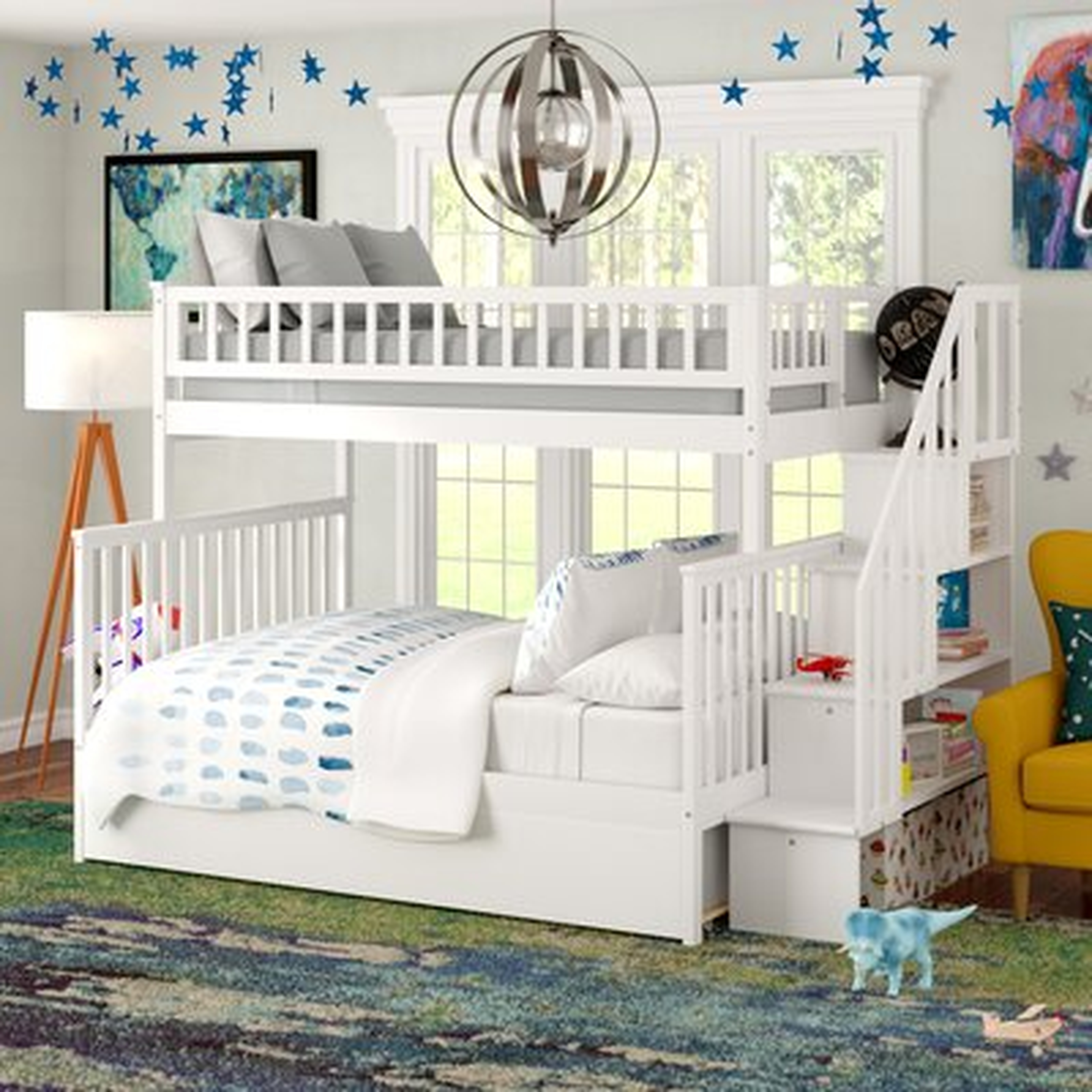 Shyann Staircase Twin Over Full Bunk Bed with Trundle - Wayfair
