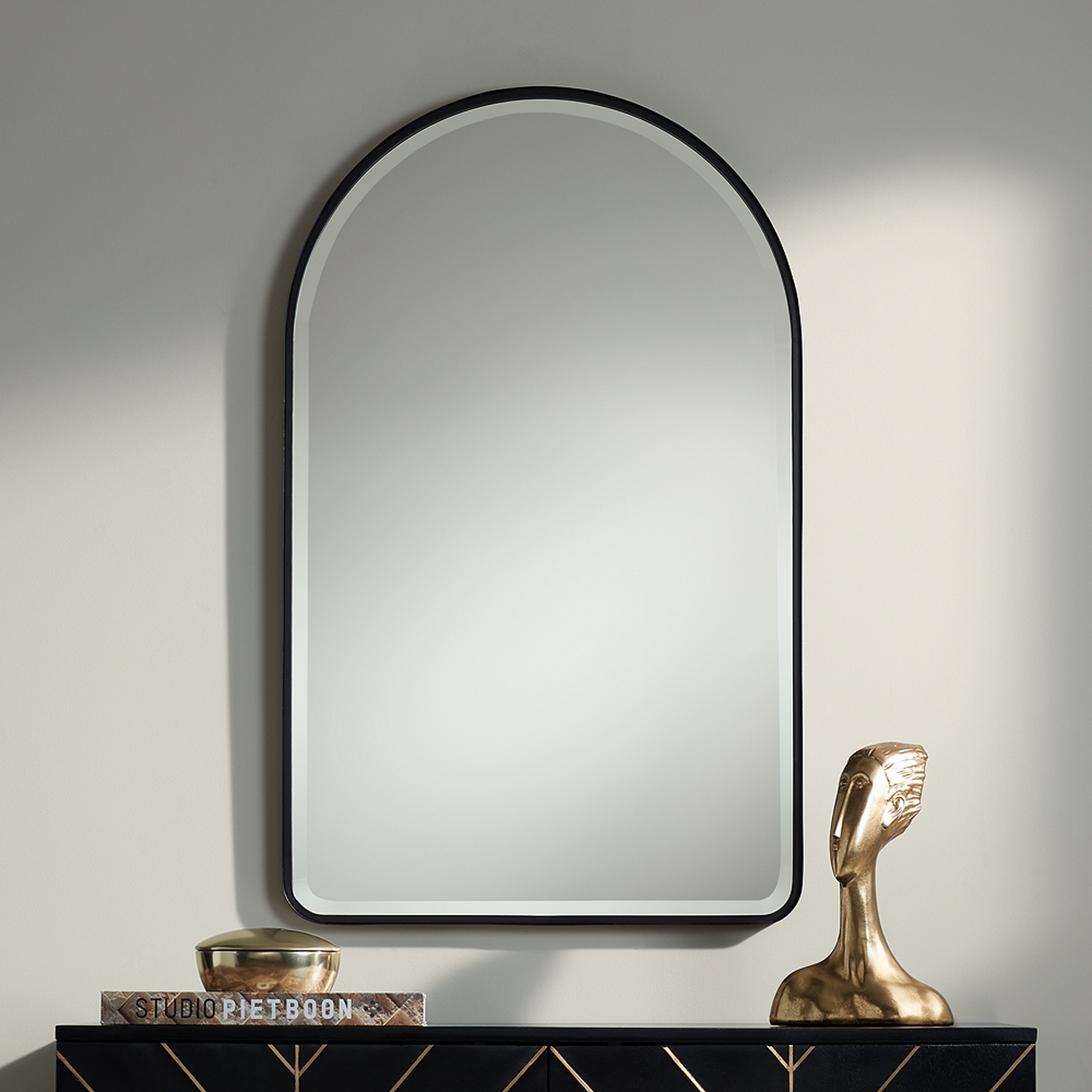 Uttermost Clara Matte Black 24" x 39" Arch Top Mirror - Style # 79P36 - Lamps Plus