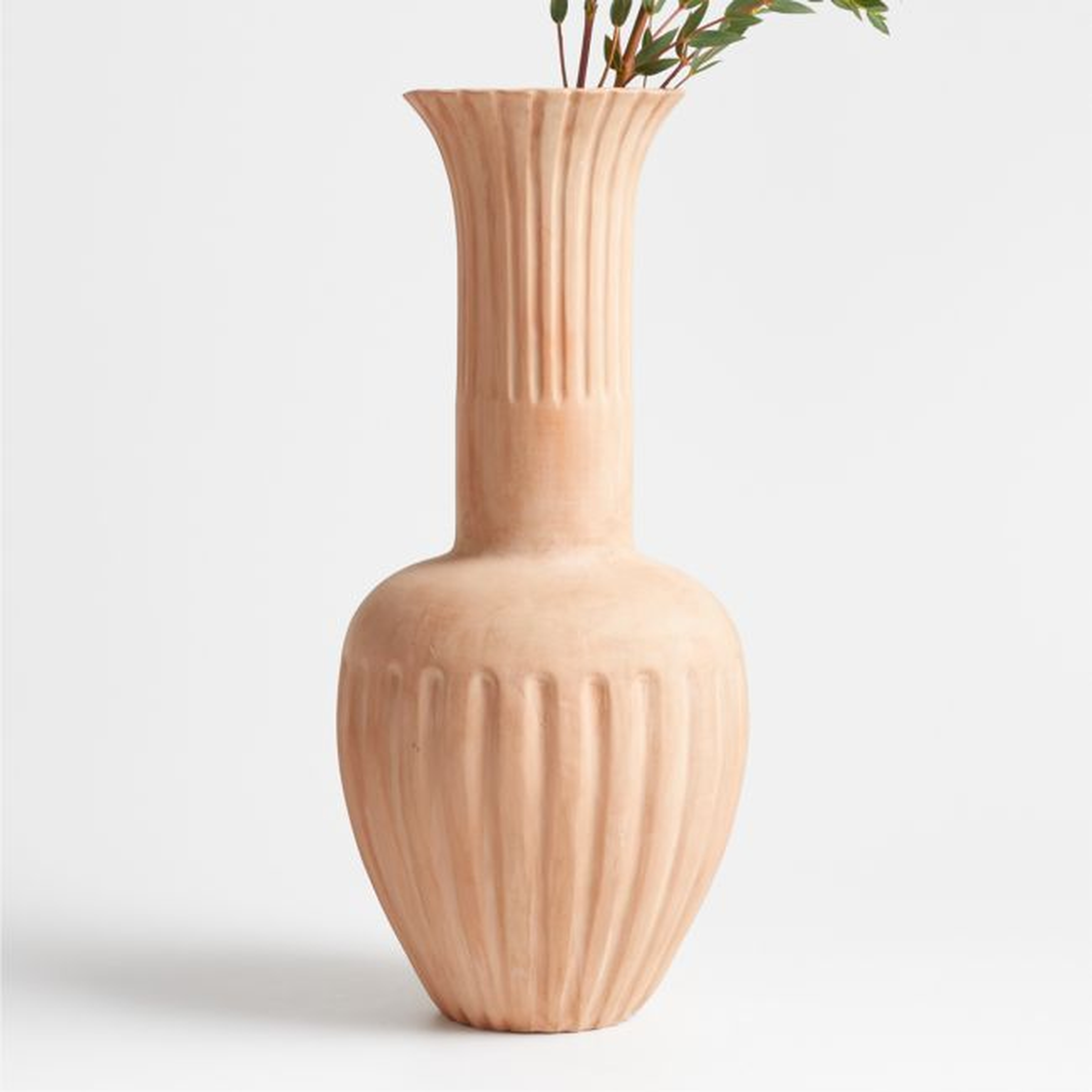 Haute Cannelée Tall Terracotta Vase 19" by Athena Calderone - Crate and Barrel
