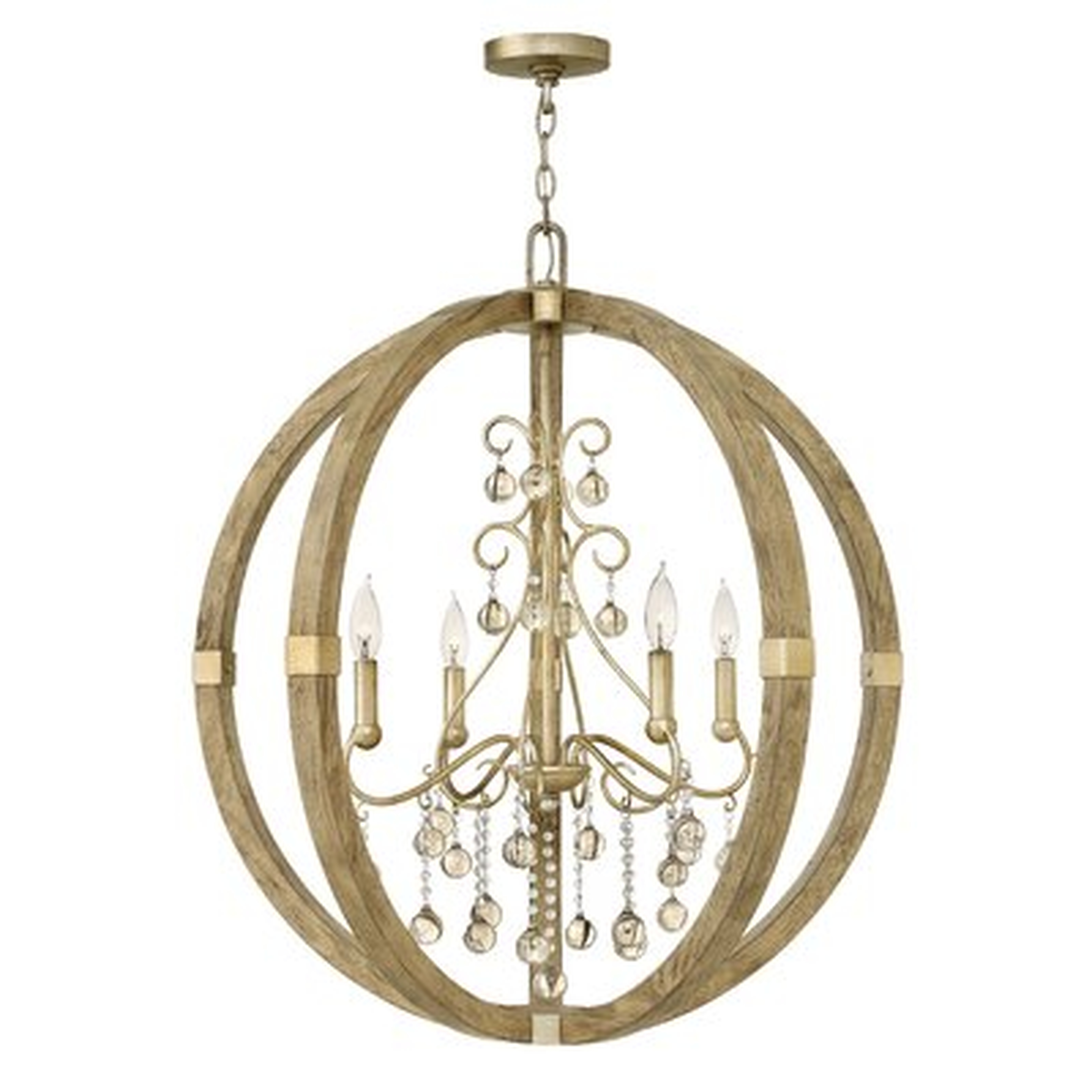 32"H X 30"W Hanrahan 4 - Light Unique / Statement Globe Chandelier with Wood Accents - Wayfair