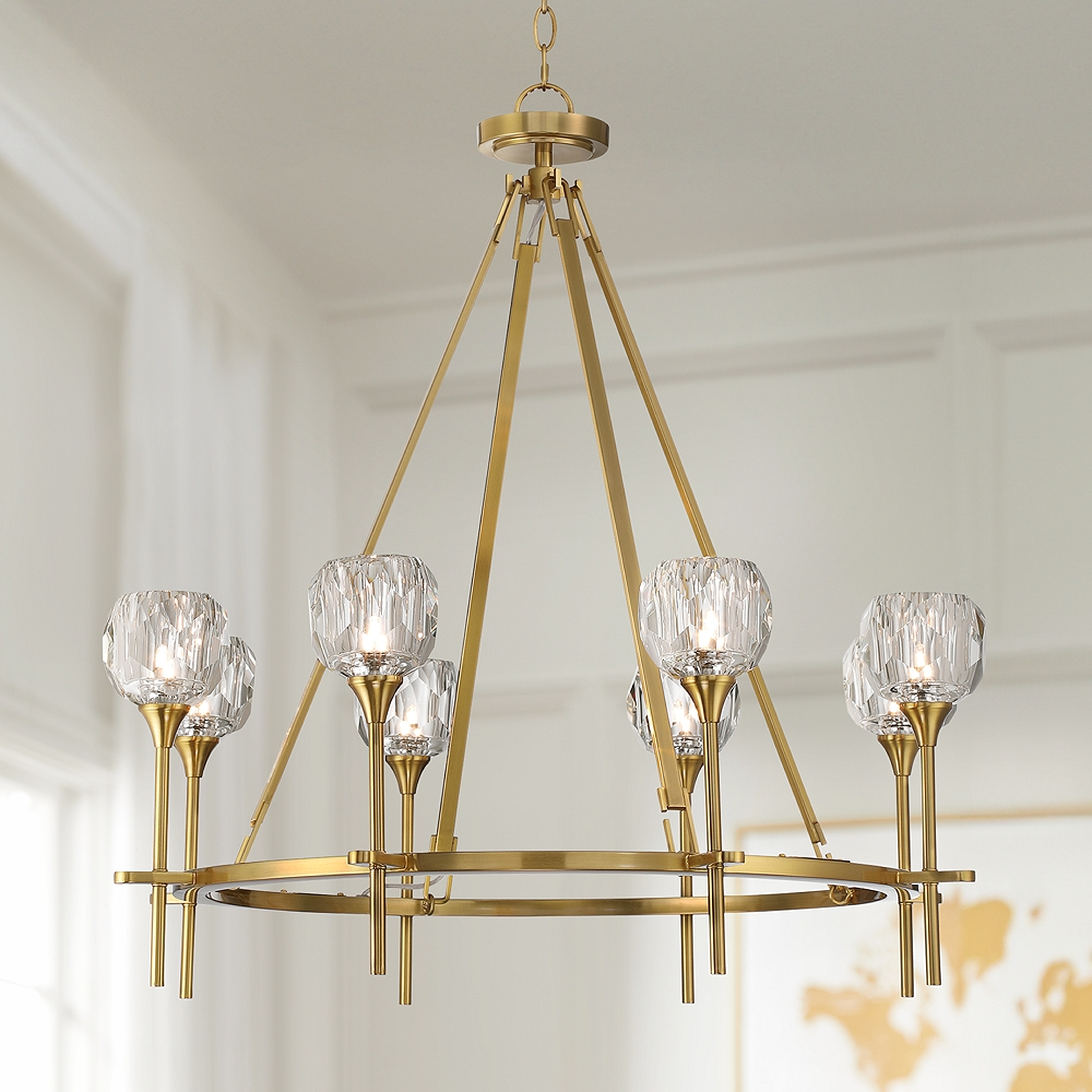 Possini Euro Francie 32" 8-Light Crystal Glass Gold Ring Chandelier - Lamps Plus