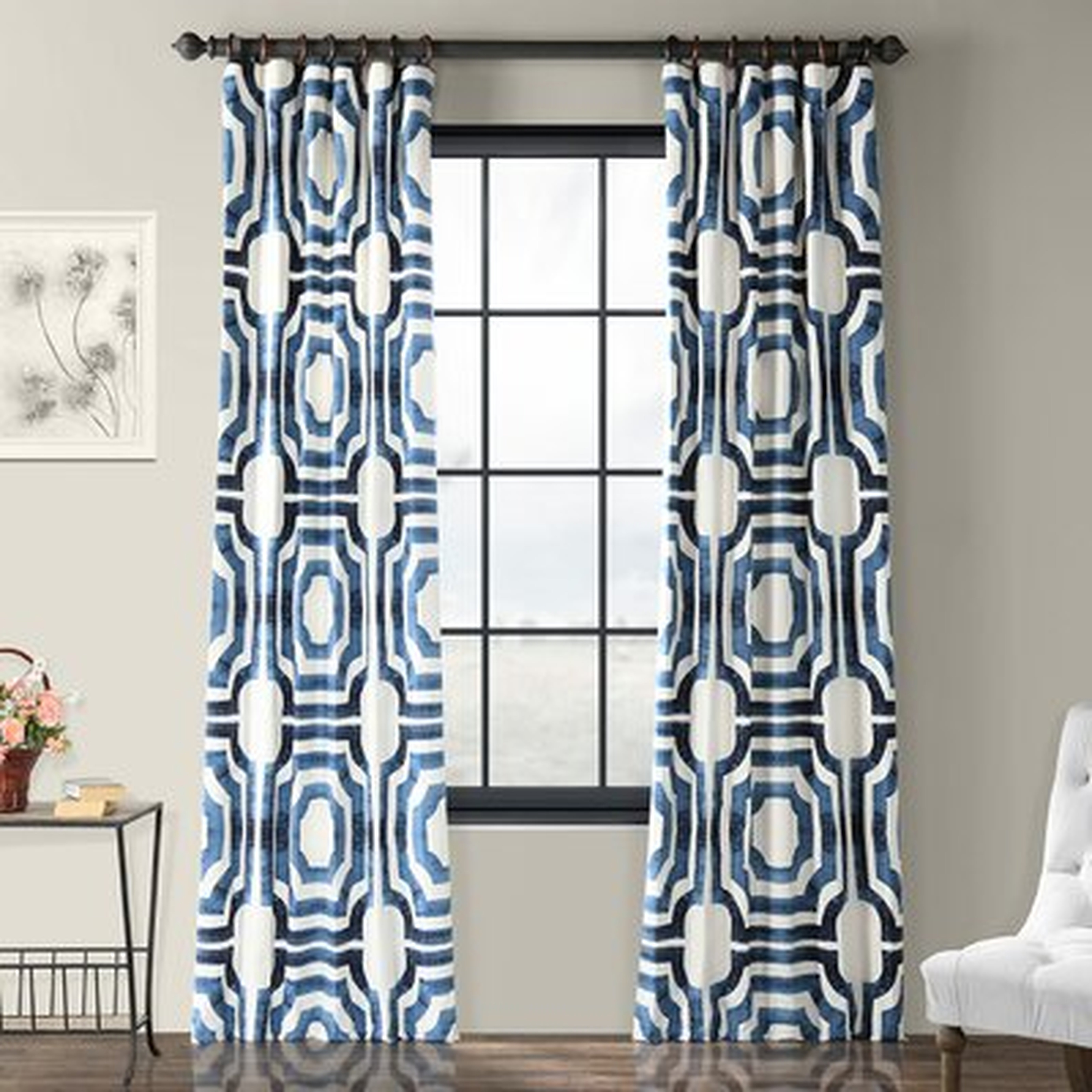 Magari 100% Cotton Geometric Room Darkening Rod Pocket Single Curtain Panel - Wayfair