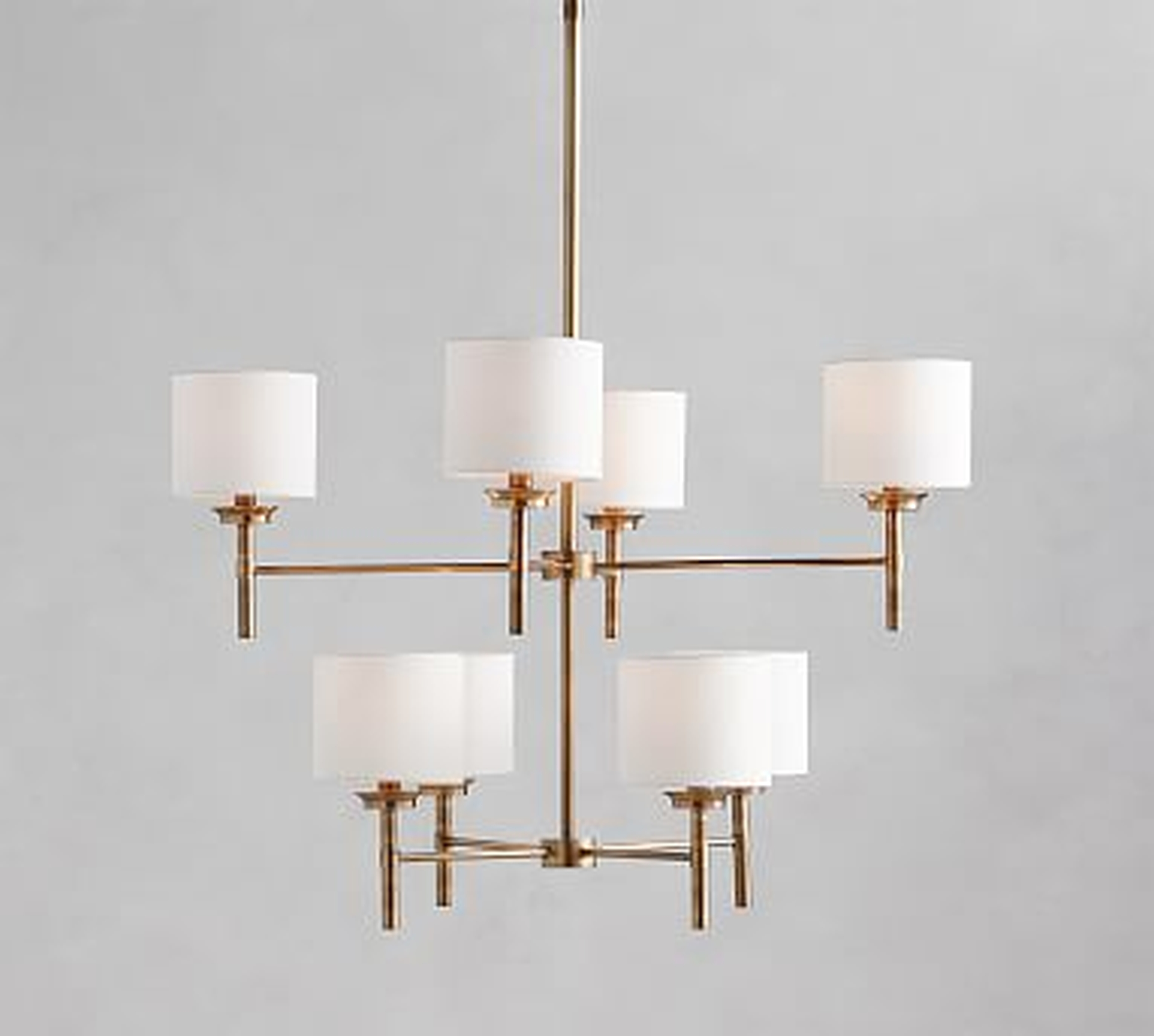 Stella Chandelier With Shades, Antique Brass - Pottery Barn