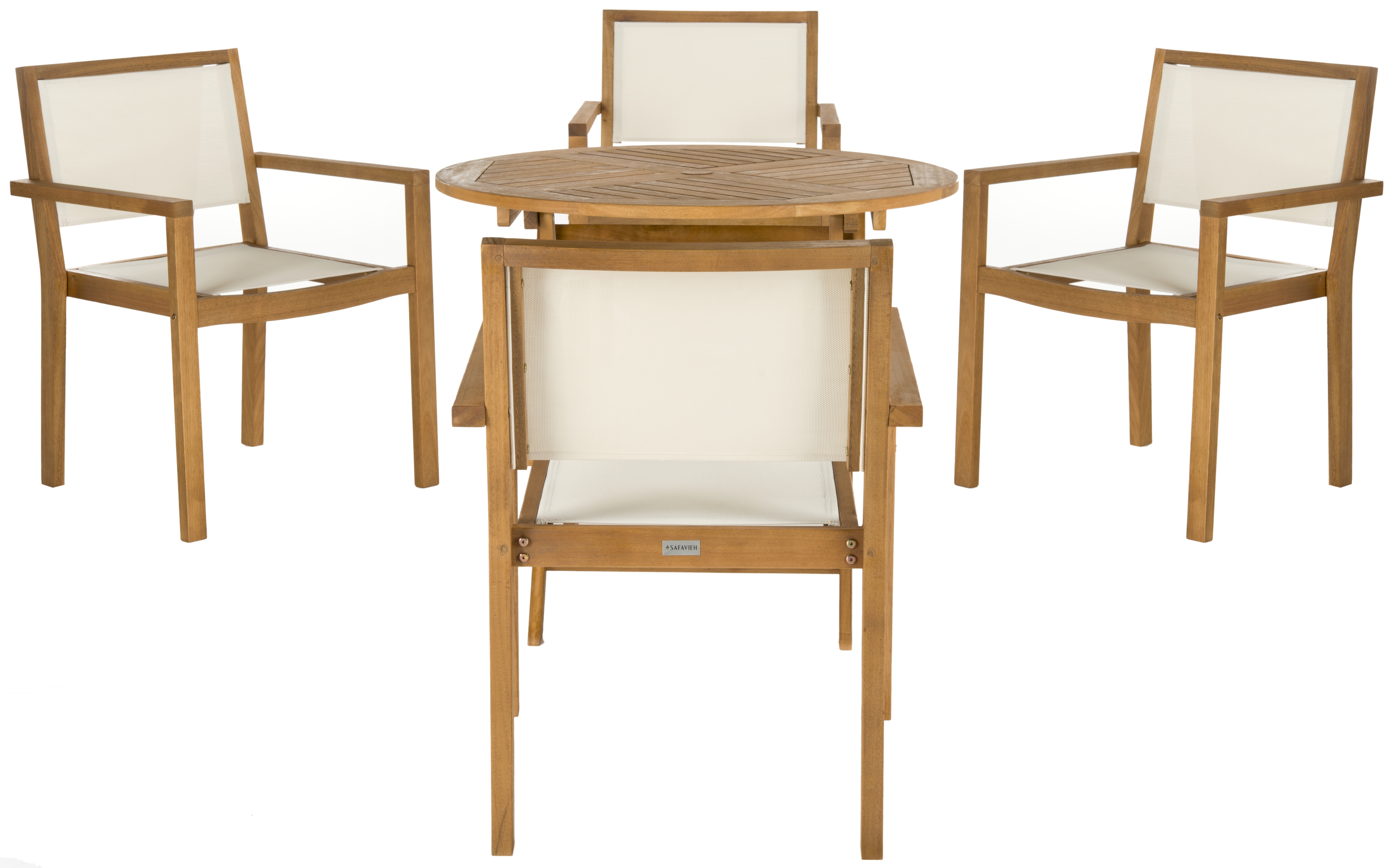 Chante 35.4-Inch Dia Round Table 5 Piece Dining Set - Natural - Arlo Home - Arlo Home