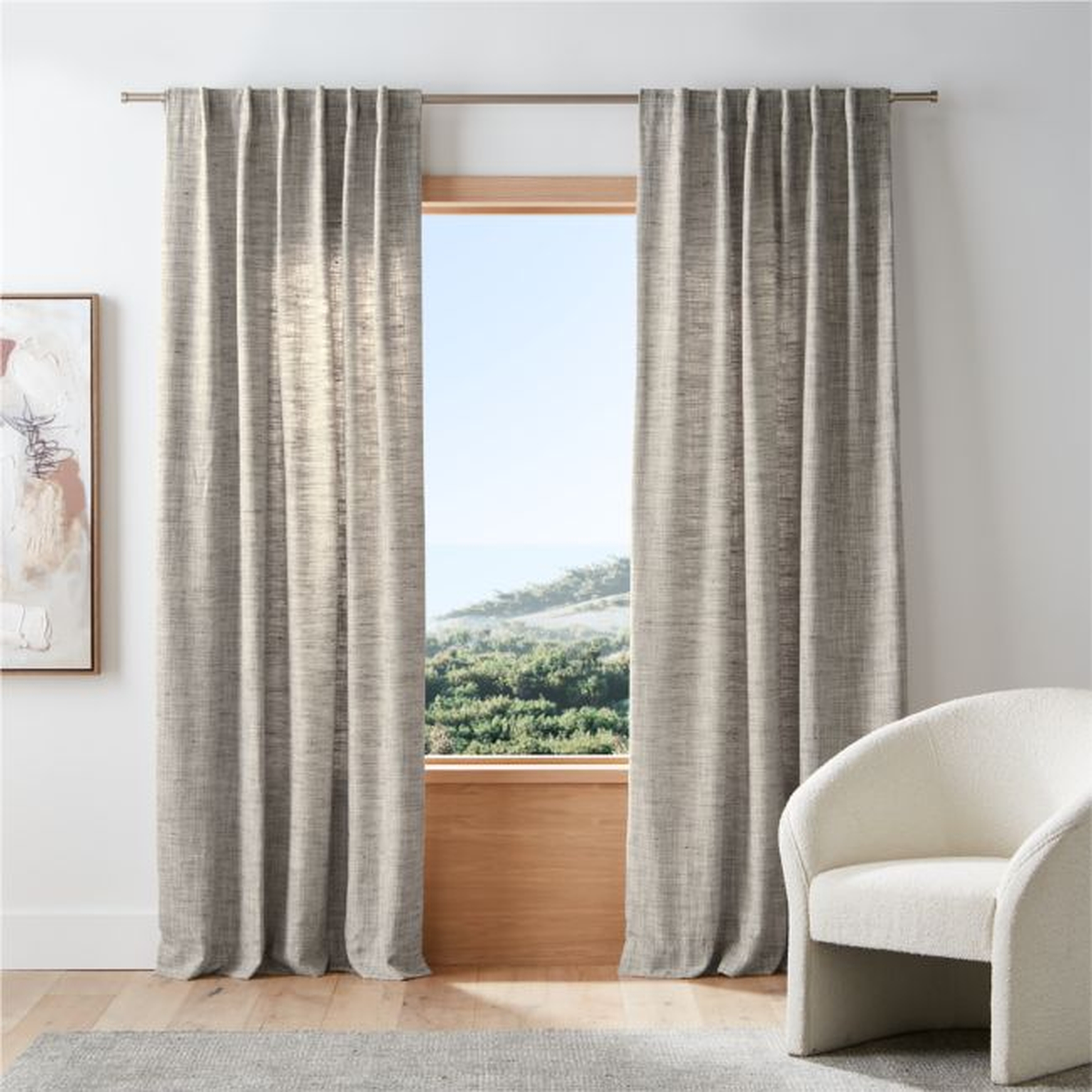 Reid Pebble Grey Recycled Fiber Window Curtain Panel 52"x96" - Crate and Barrel