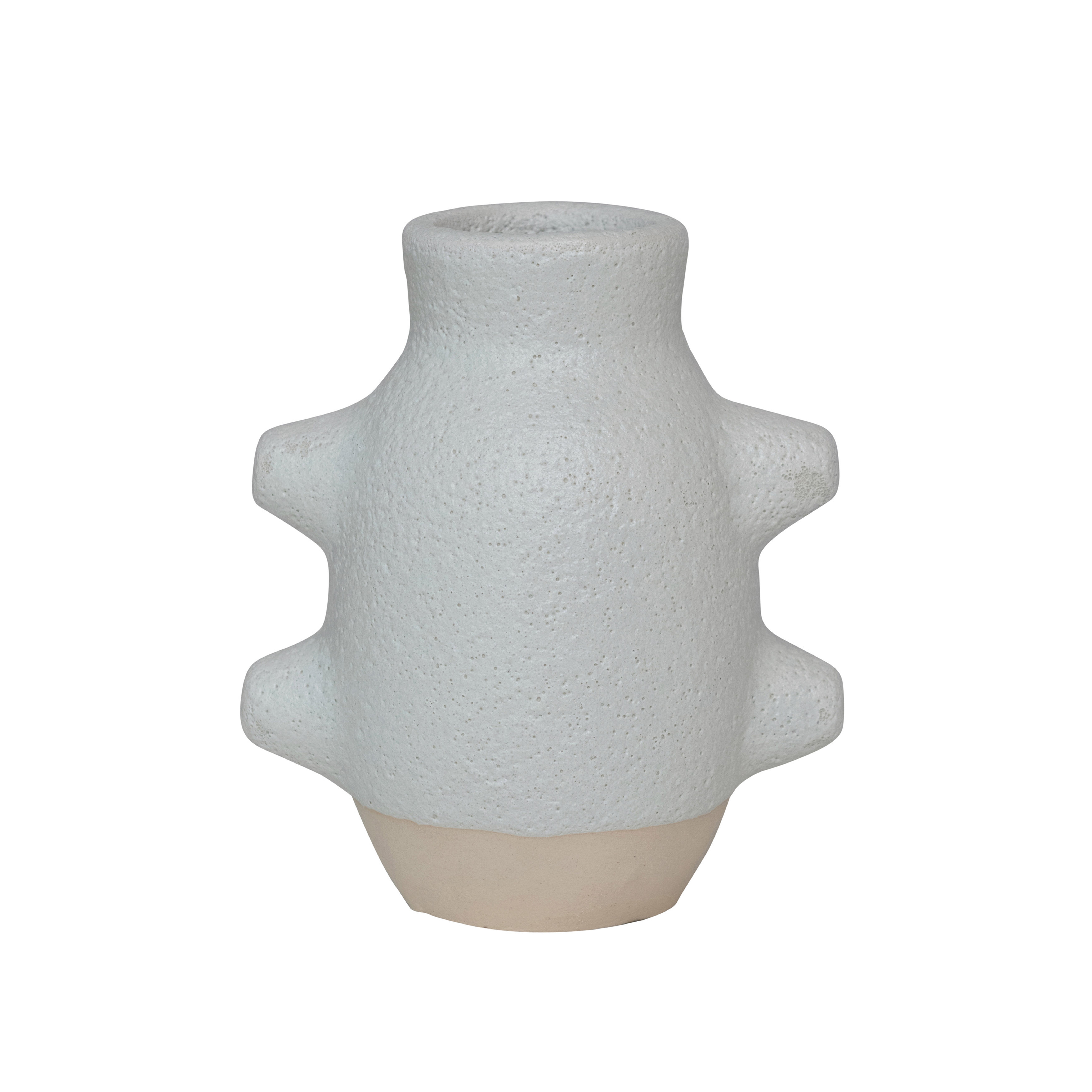  Abstract Stoneware Vase, White Volcano Finish - Creative Co-Op