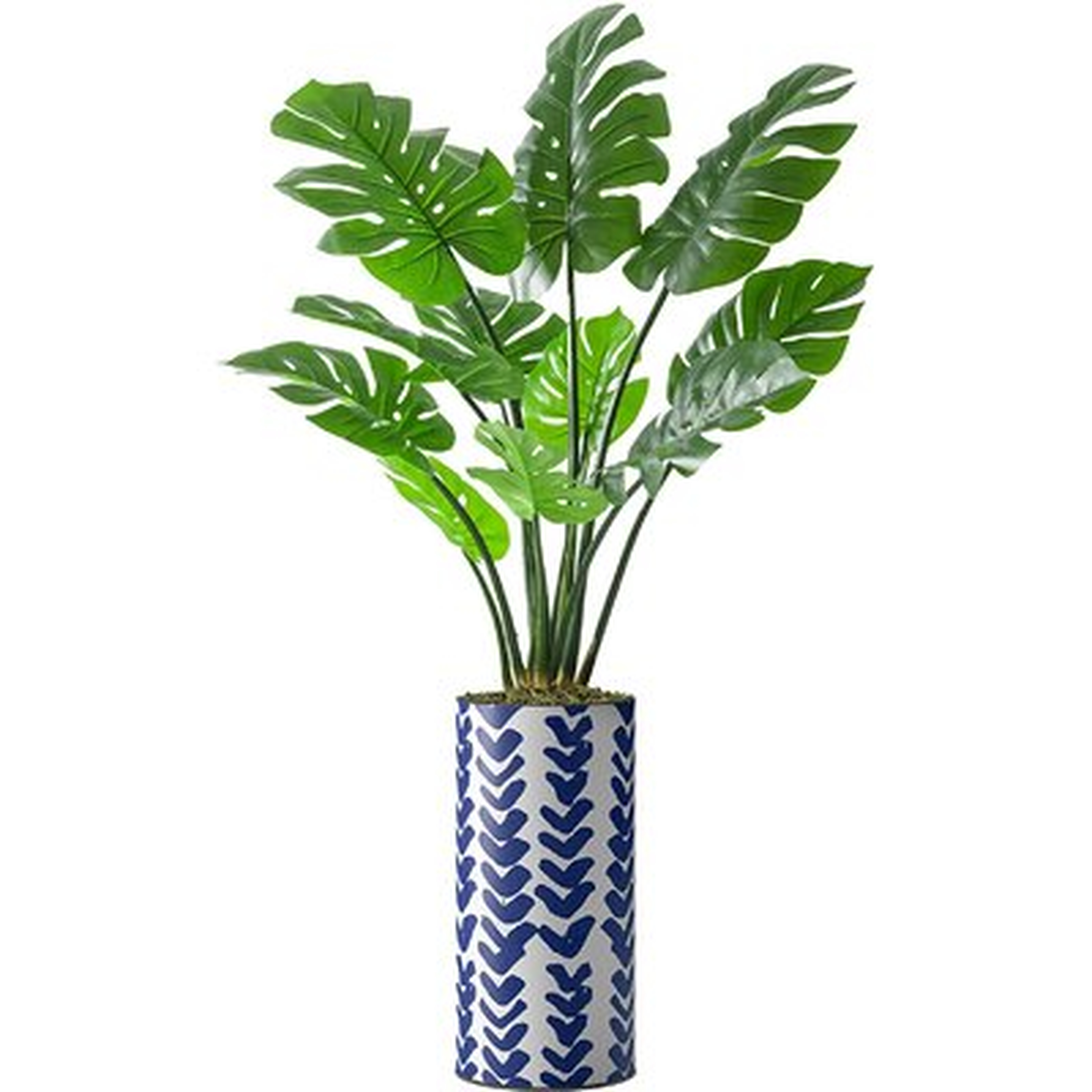 Artificial Tree In Modern Pattern Planter, Fake Monstera Silk Tree For Indoor And Outdoor Home Decoration - Wayfair