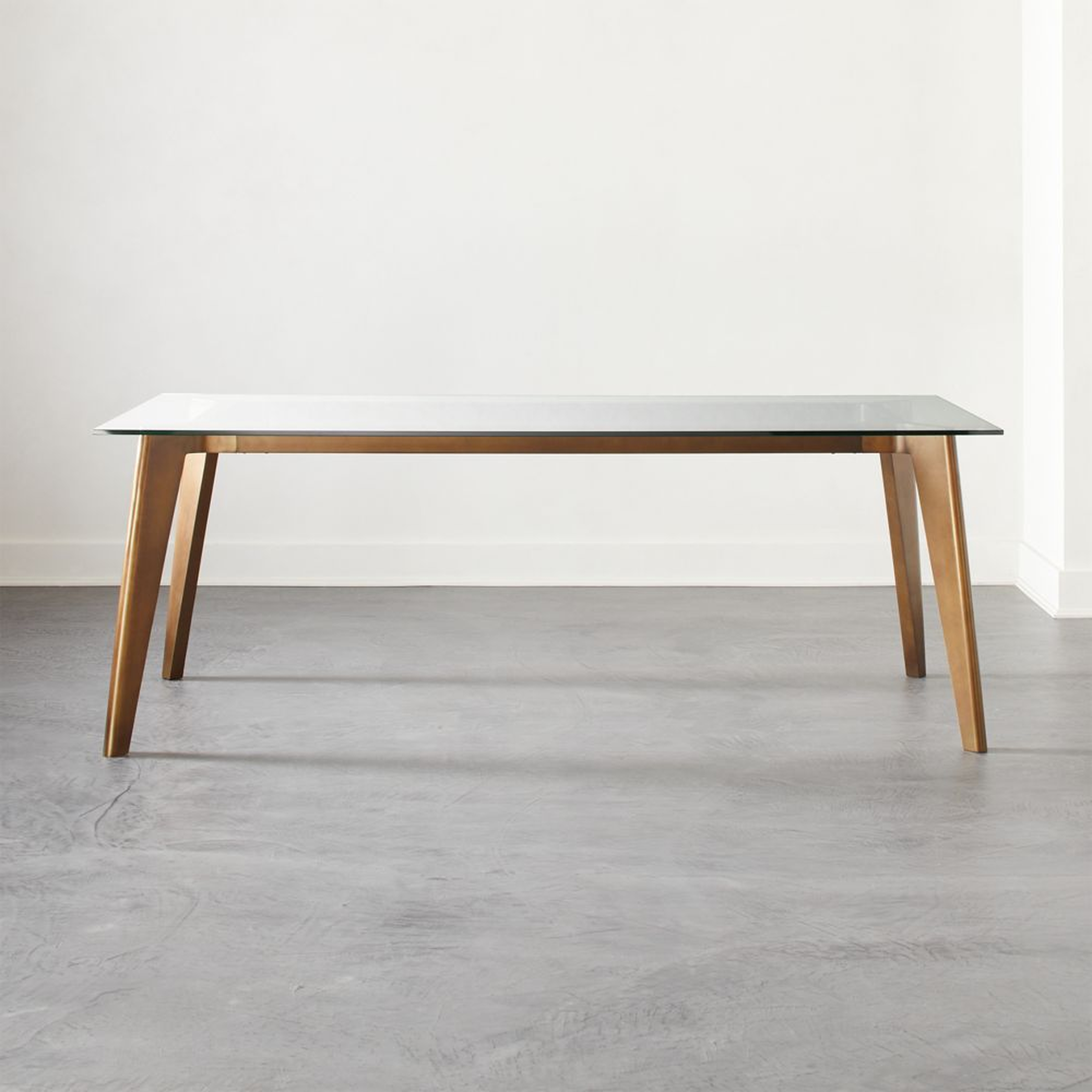 Harper Brass Dining Table with Glass Top - CB2