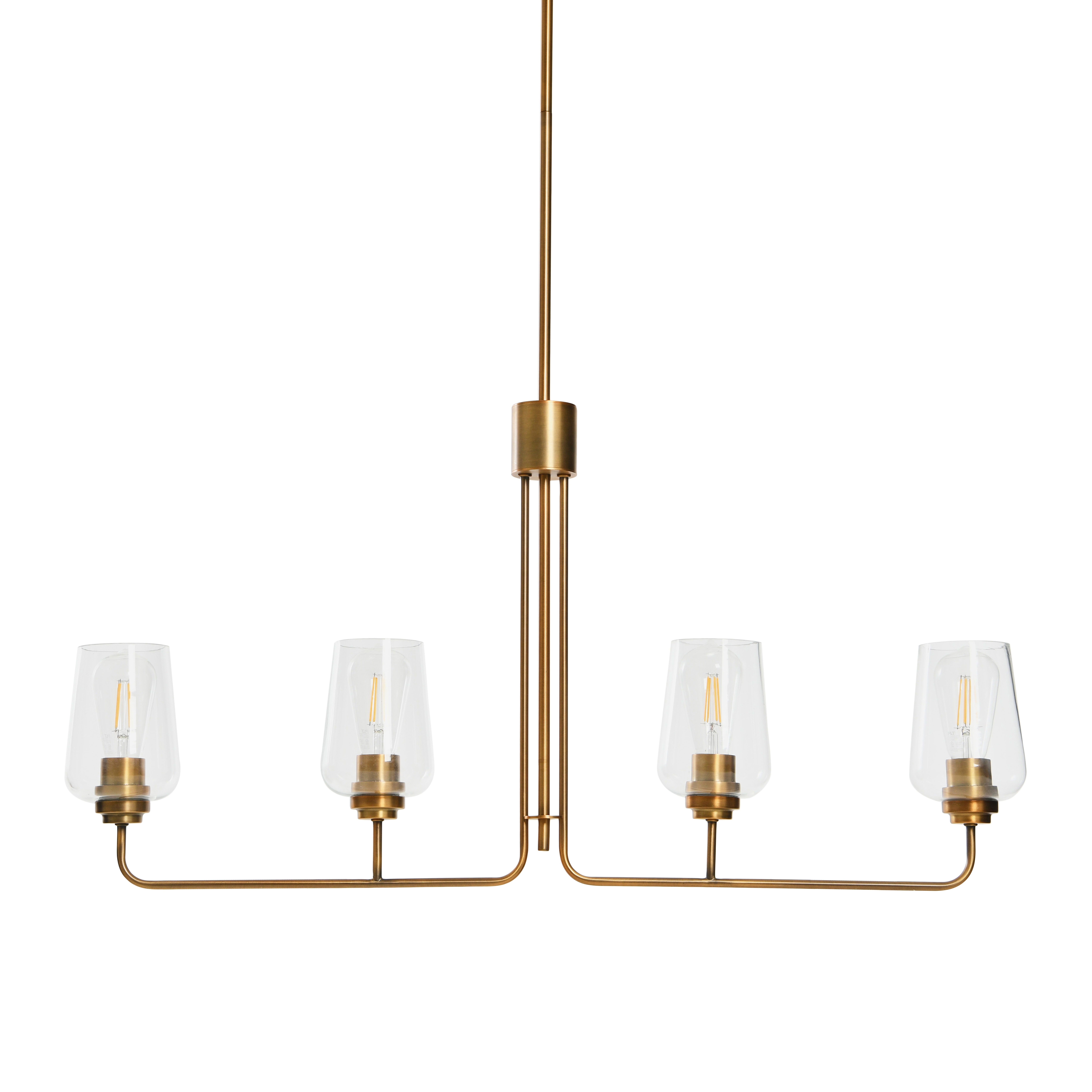 Metal and Glass 4 Light Chandelier, Brushed Bronze - Creative Co-Op