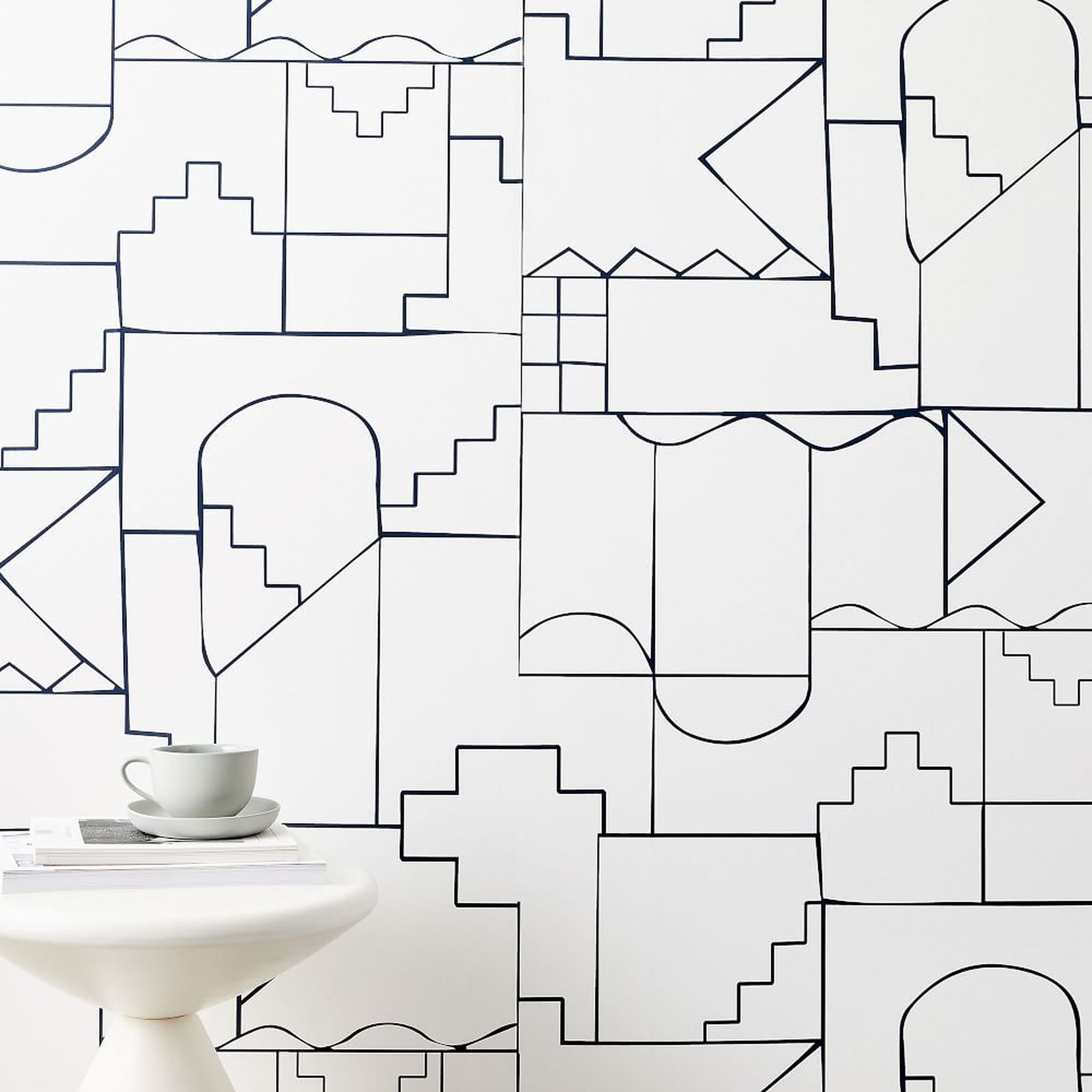Labyrinth Wallpaper, WHITE - West Elm