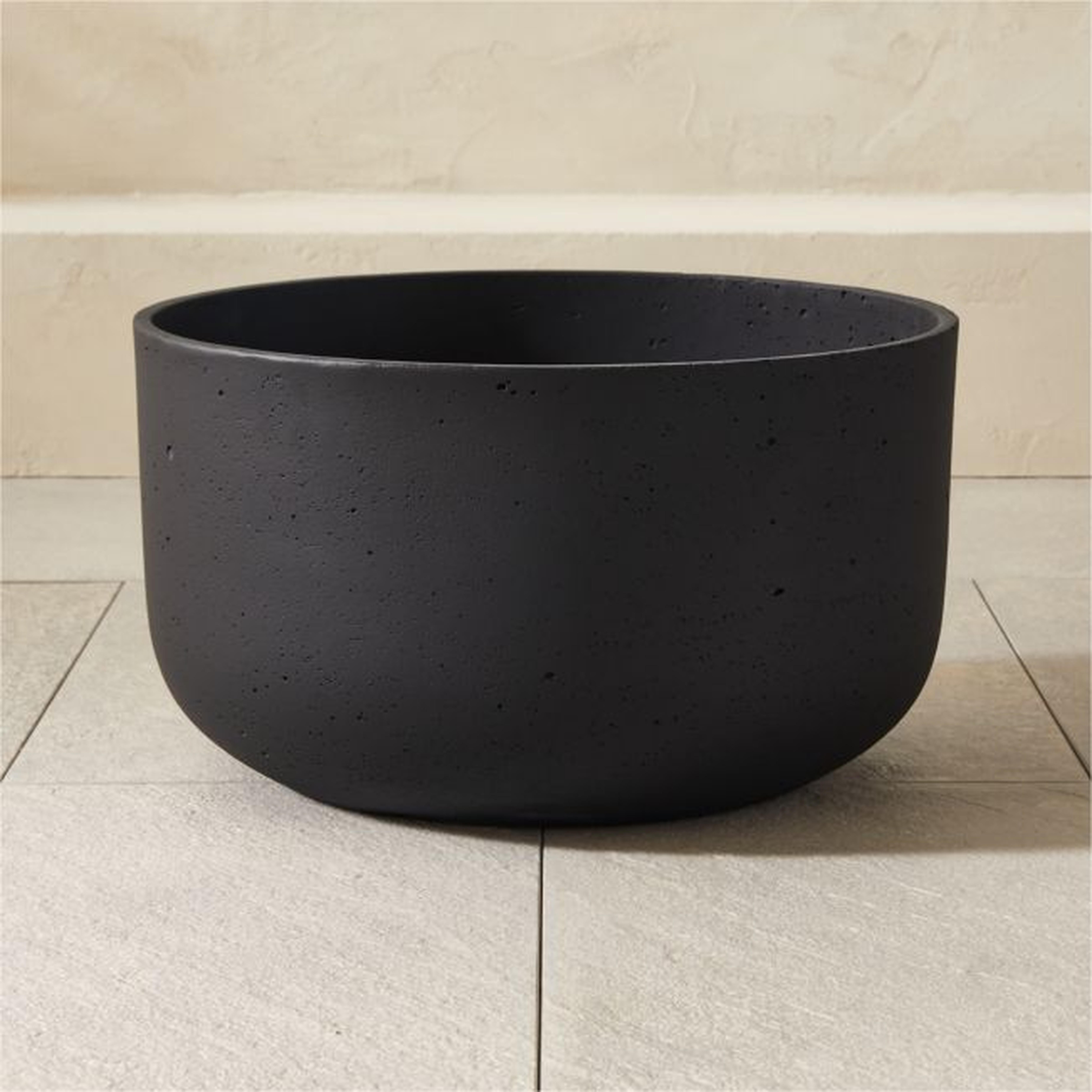 Seminyak Black Cement Indoor/Outdoor Planter Low - CB2