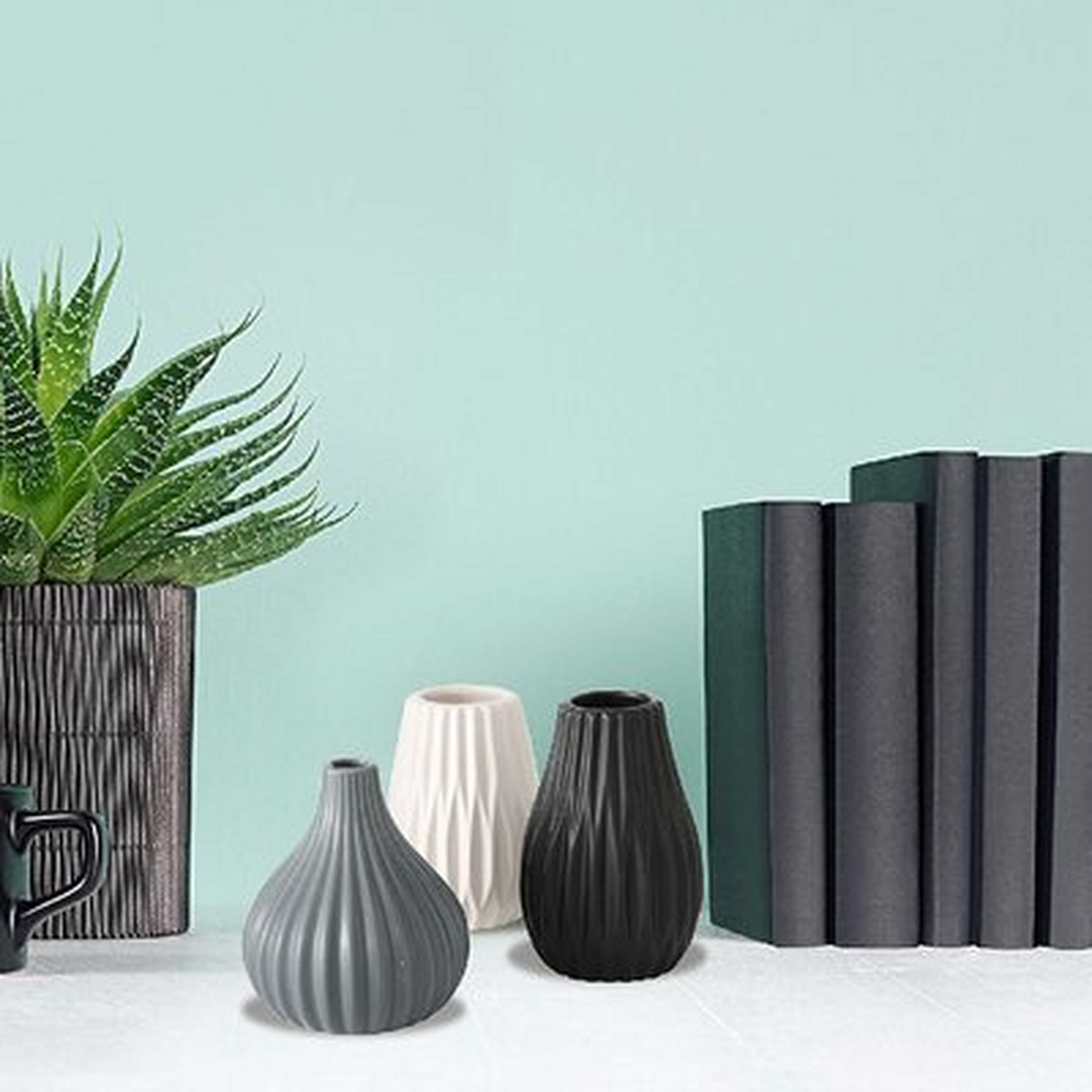 Iconic Stoneware Vases, Set Of 3, Fluted, Ceramic, 3.25 D X 5.5 H Inches, 0.5 Lbs (8 D X 14.0 H Cm, 266 Grams) Modern Home Decor - Wayfair