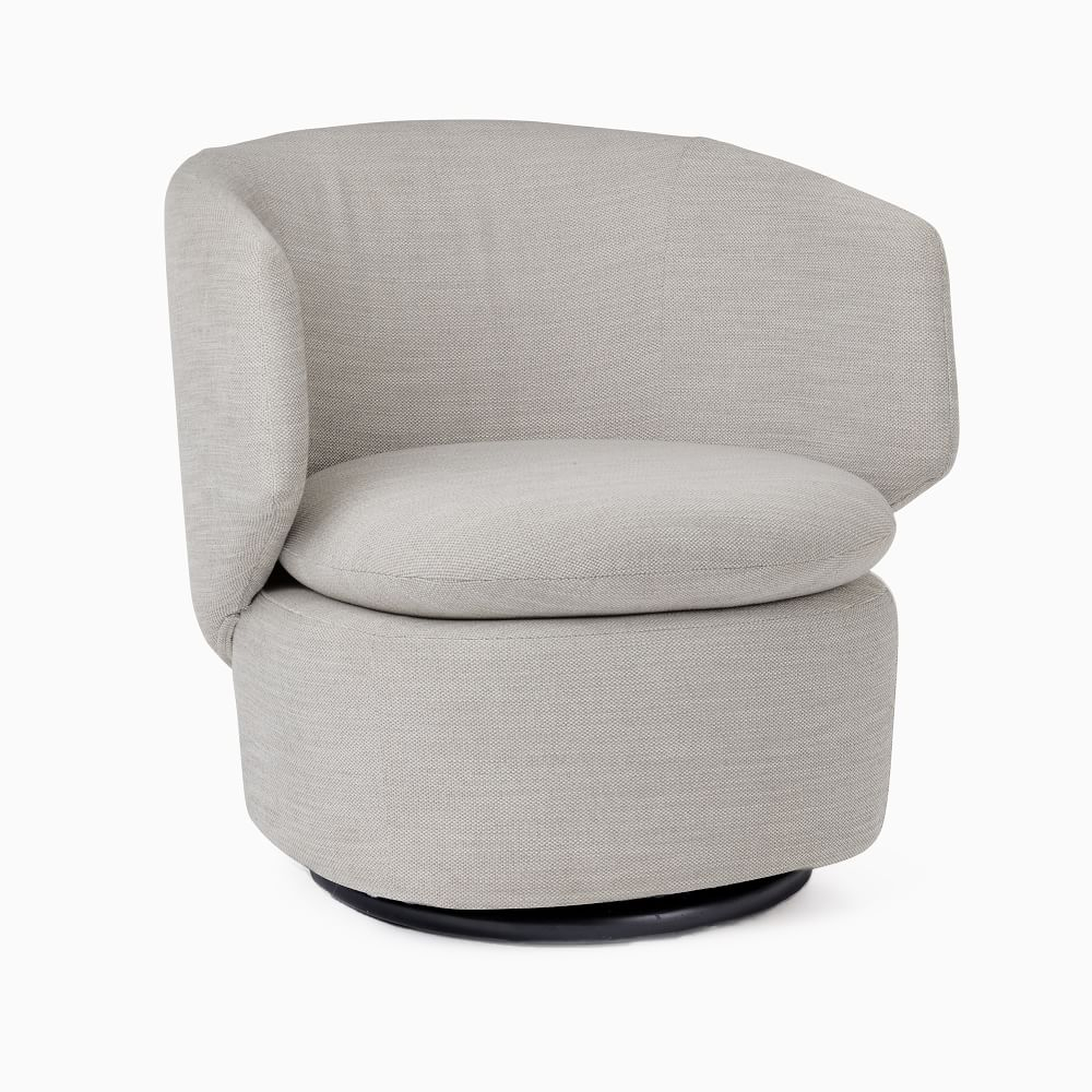 Crescent Swivel Chair, Poly, Basket Slub, Pearl Gray, Concealed Supports - West Elm