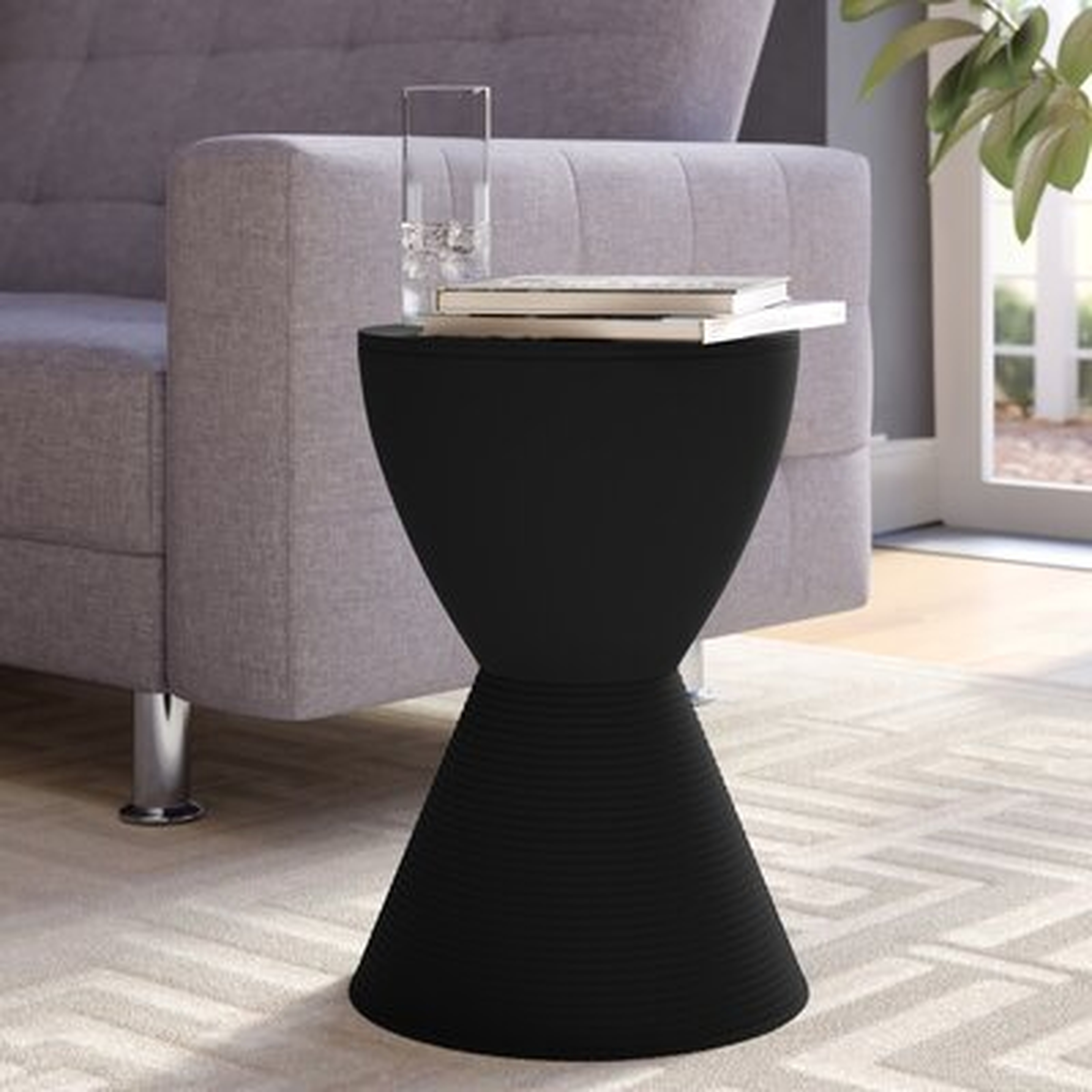 Osceola Tray Top Drum End Table with Storage, Black - Wayfair