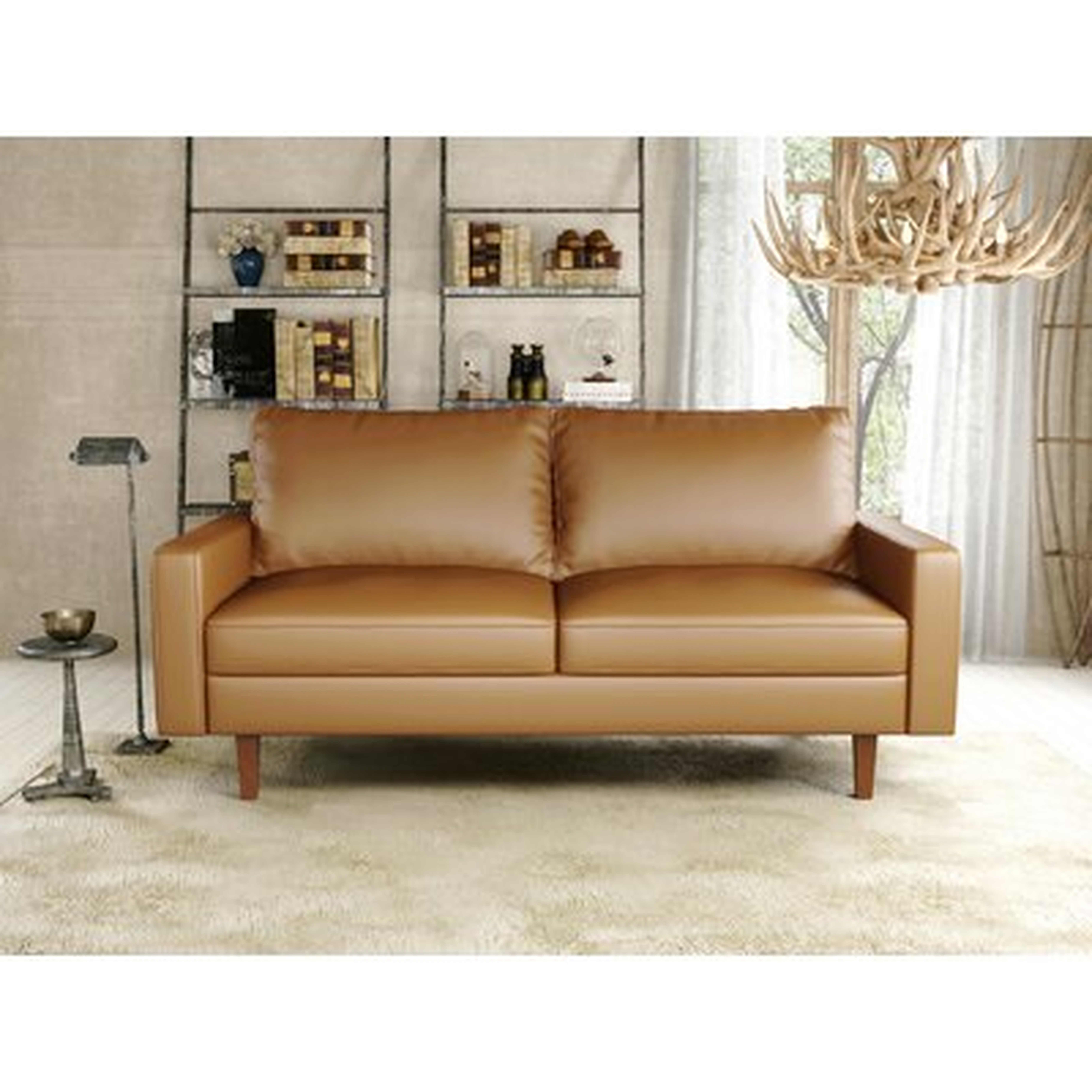 69.68" Wide Square Arm Faux Leather  Sofa - Wayfair