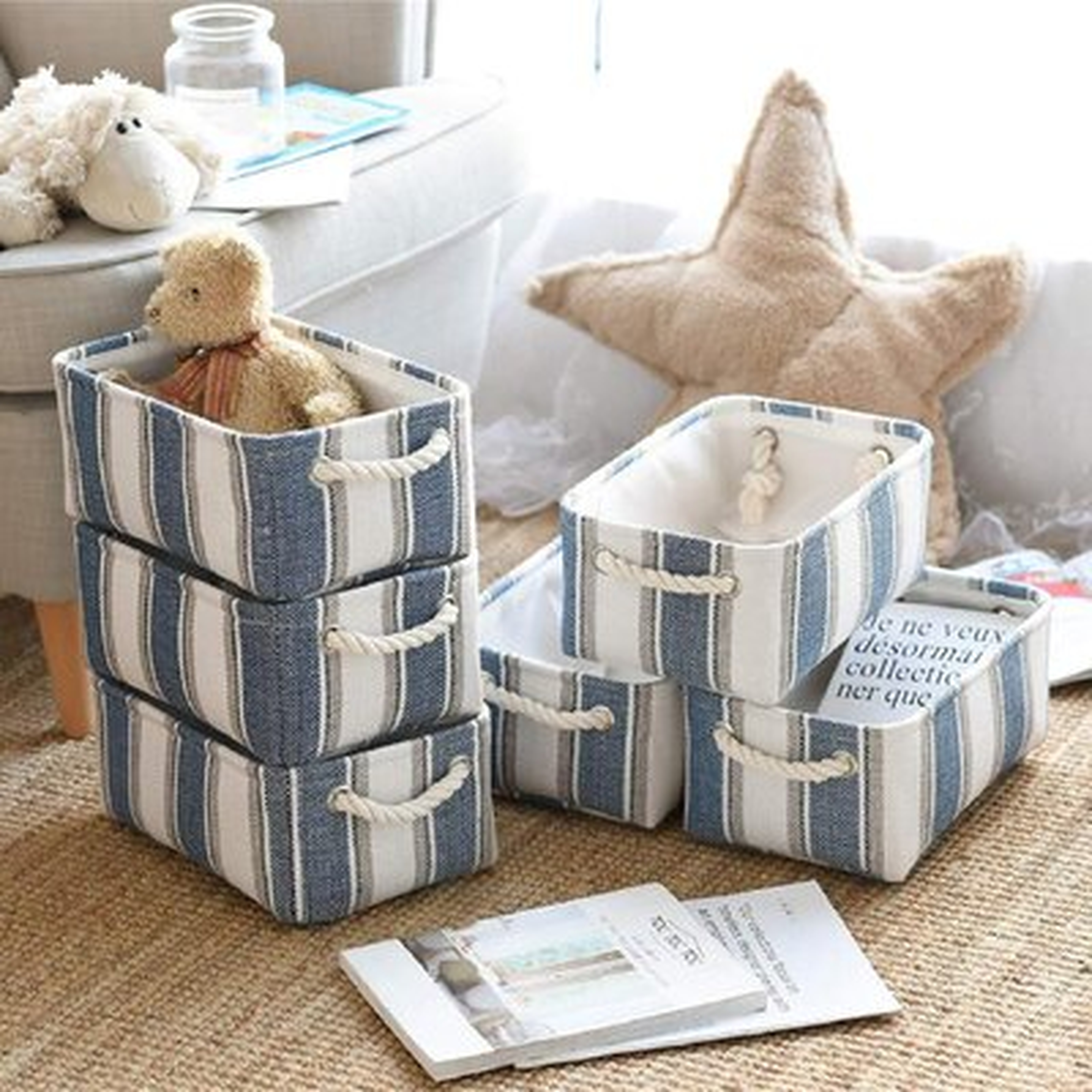 Storage Baskets Small Basket[6-Pack]Baskets For Organizing Decorative Baskets For Toys Fabric Basket Toy Basket With Rope Handles Baskets For Storage - Wayfair