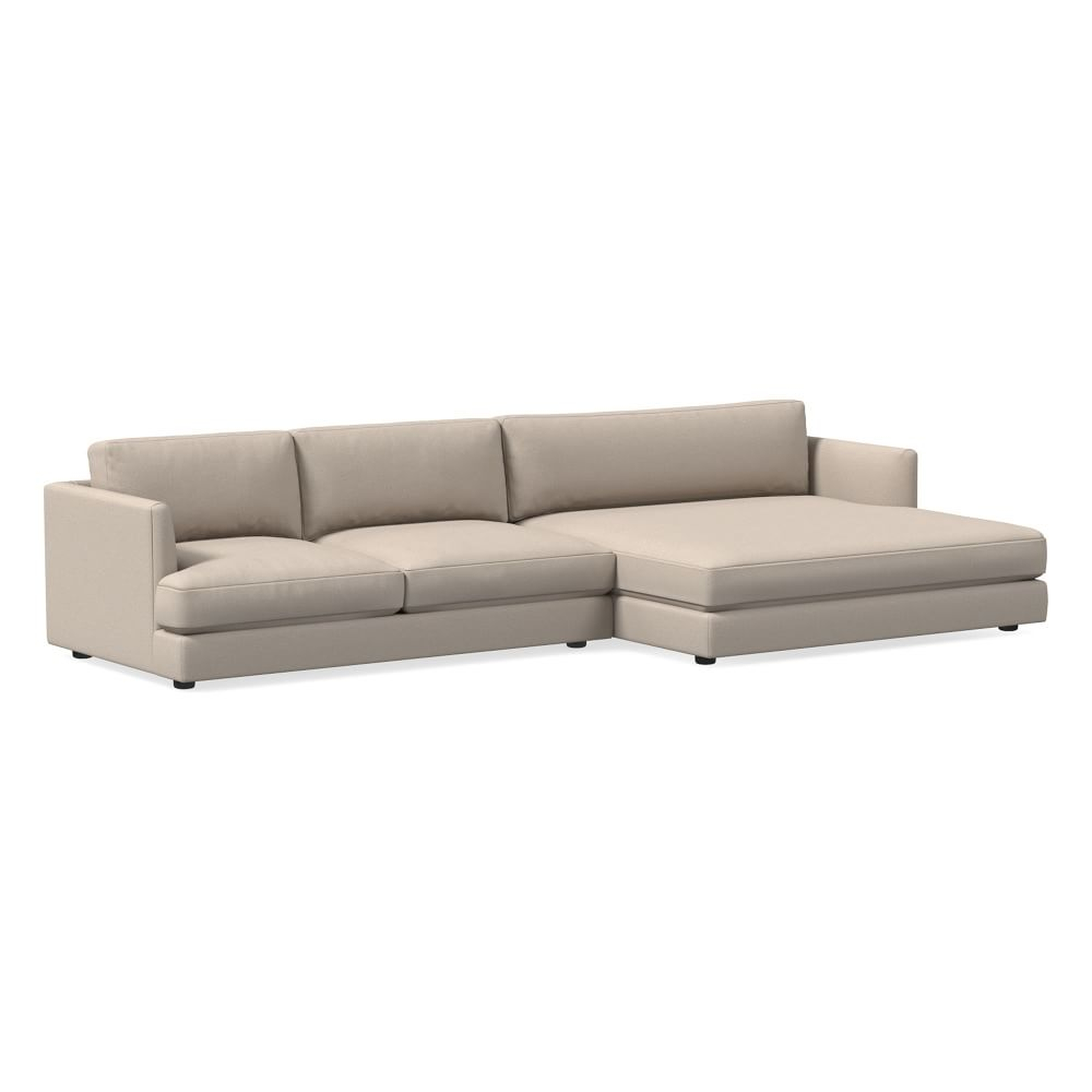 Haven 127" Right Multi Seat Double Wide Chaise Sectional, Standard Depth, Yarn Dyed Linen Weave, Sand - West Elm