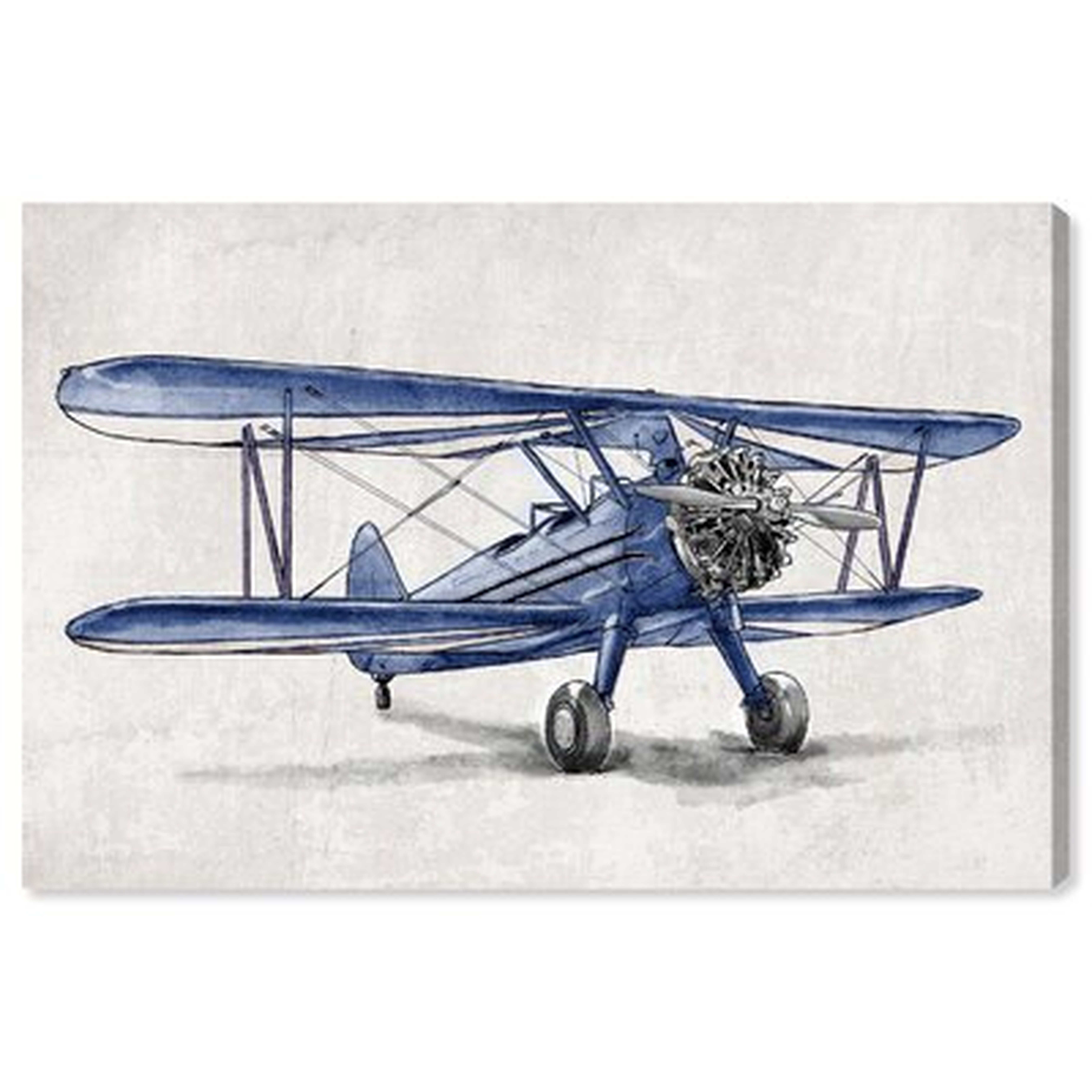 'Transportation Blue Vintage Aviator Airplanes' Framed Canvas Art - Wayfair
