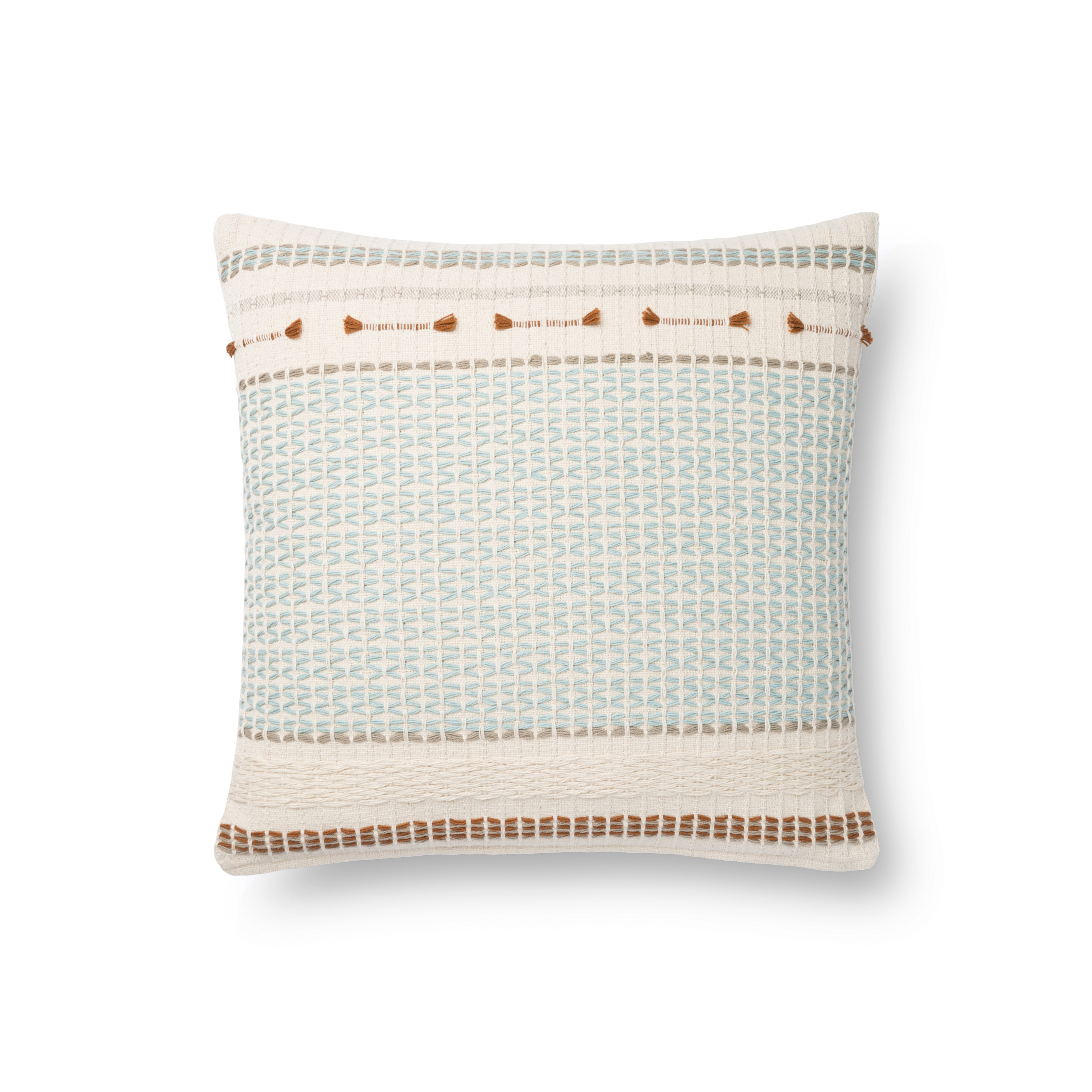 Magnolia Home by Joanna Gaines PILLOWS P1138 LIGHT BLUE / MULTI 18" x 18" Cover Only - Loloi Rugs