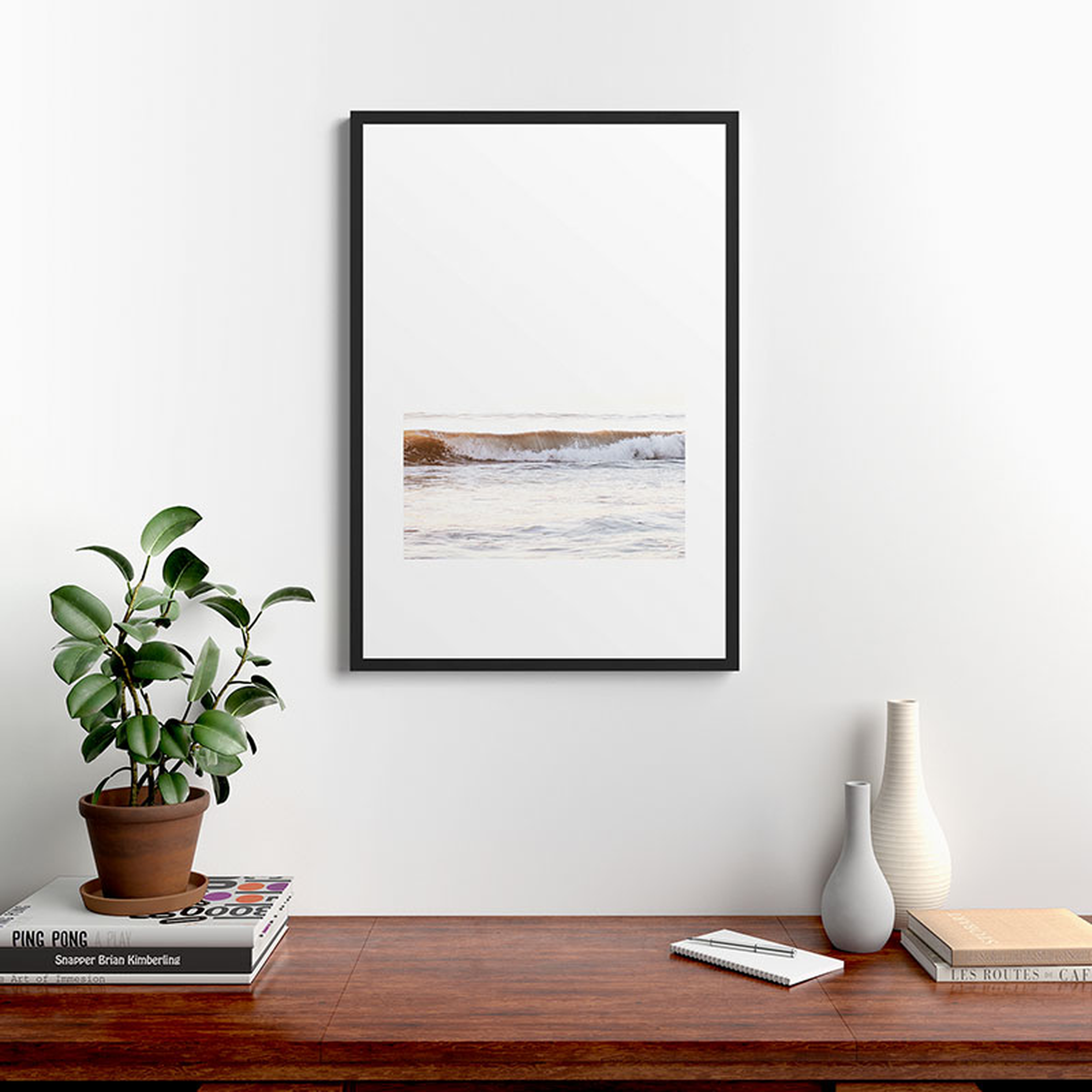 Minimalist Wave by Bree Madden - Framed Art Print Modern Black 24" x 36" - Deny Designs
