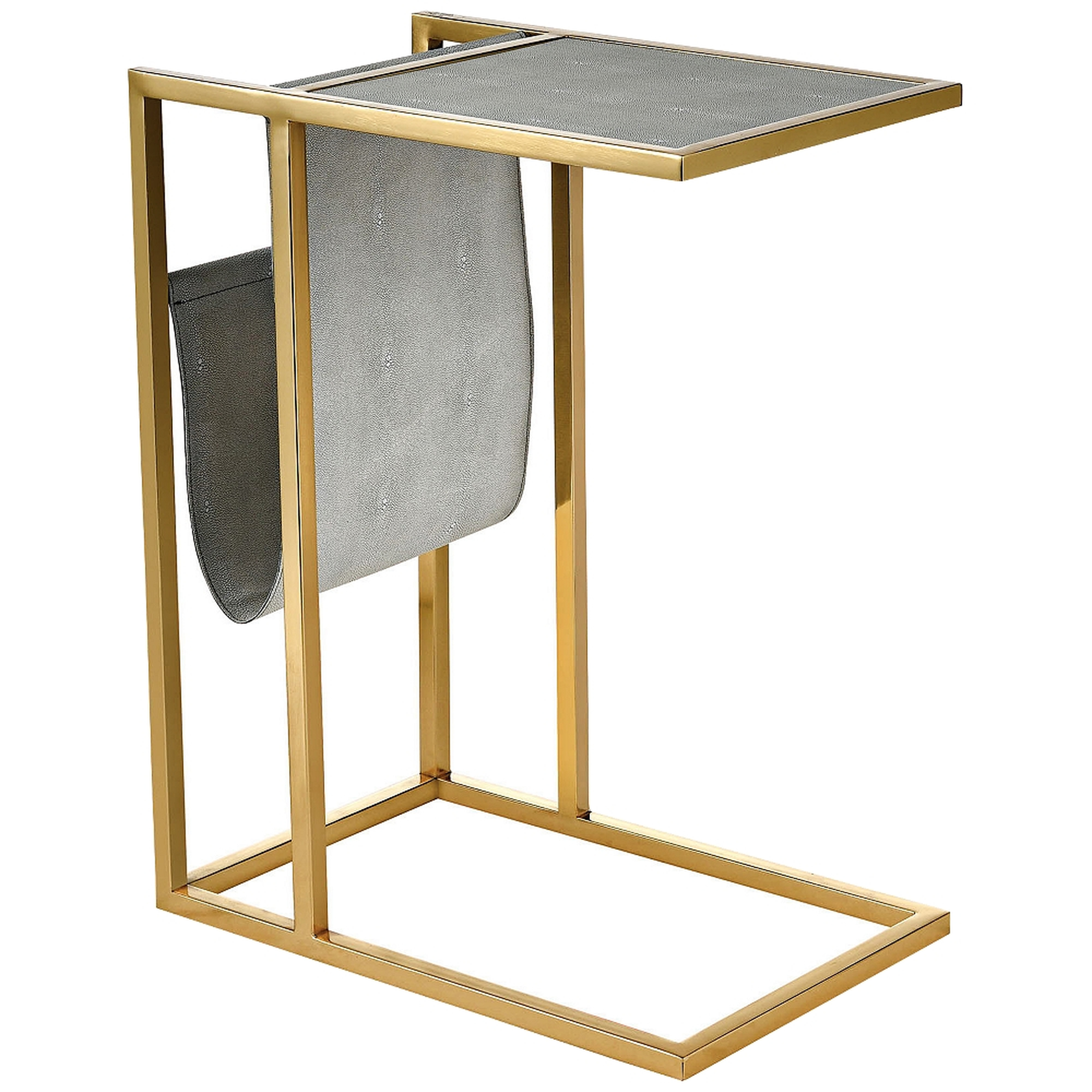 Kingsroad 19"W Gold and Gray Accent Table w/ Magazine Holder - Style # 86A94 - Lamps Plus