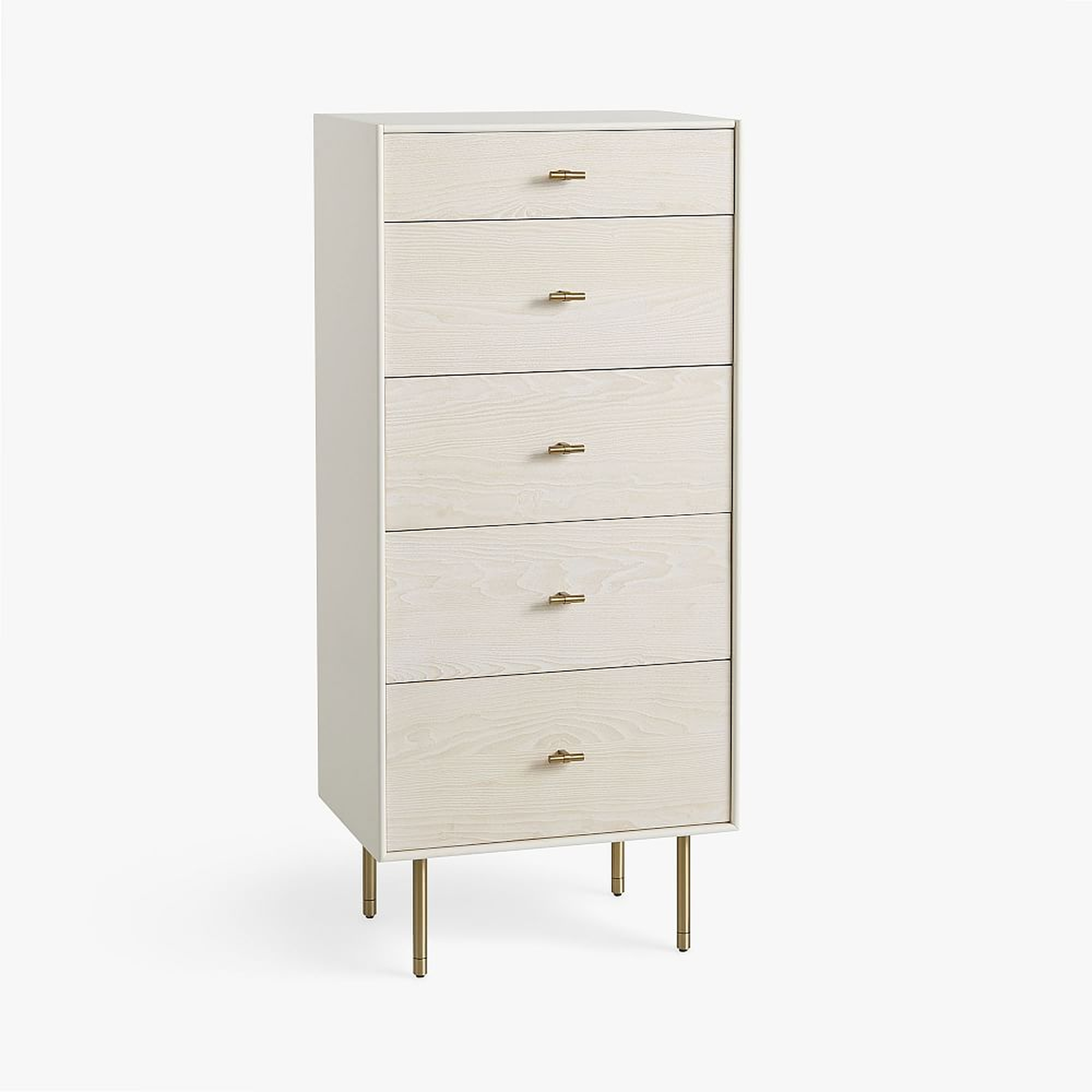 west elm x pbt Modernist 4-Drawer Dresser with Jewelry Storage, White/Wintered Wood - Pottery Barn Teen