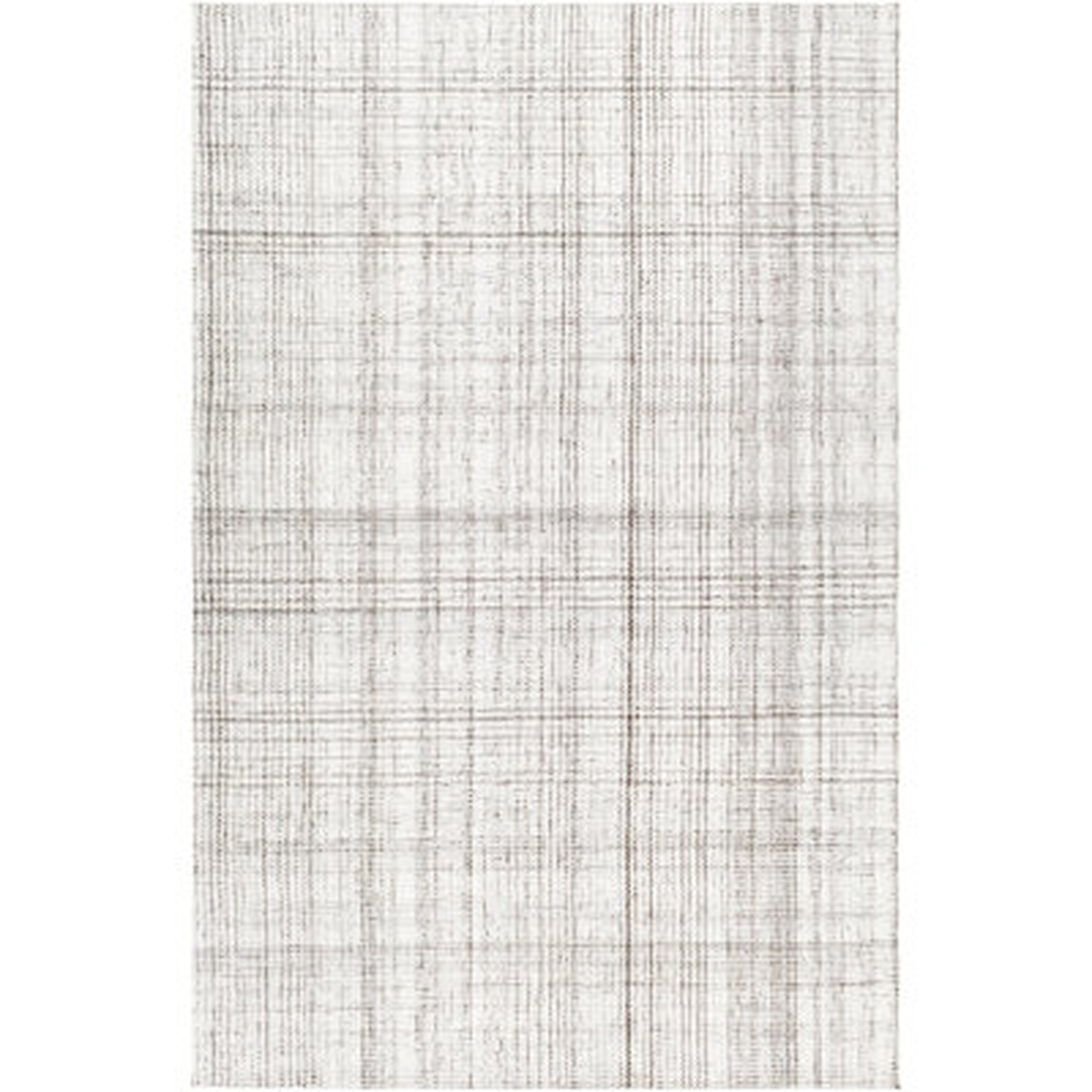 Rectangle Plaid Handmade Flatweave Recycled P.E.T. Area Rug in Light Silver/Off White - Wayfair