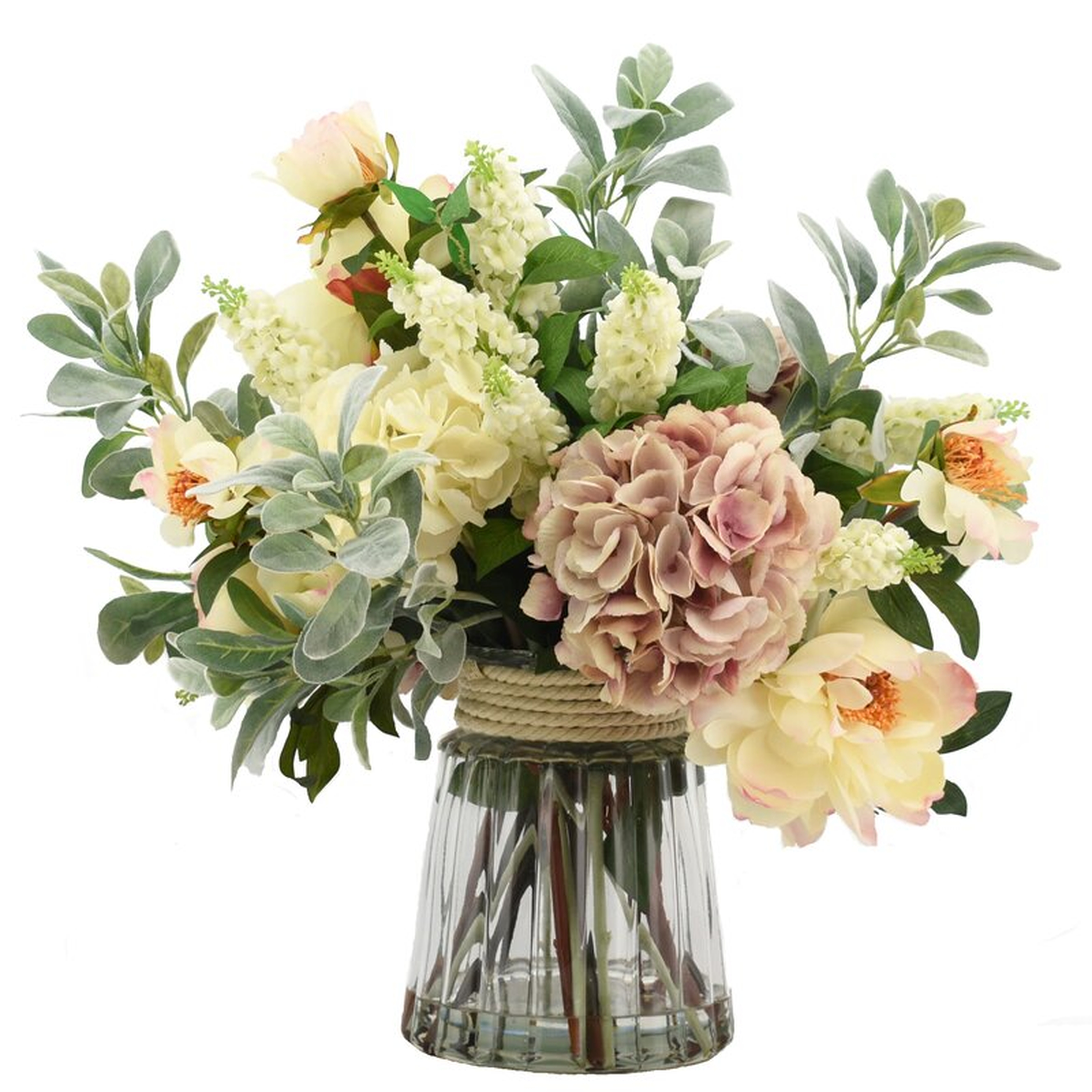 Mixed Floral Arrangement in Glass Vase - Perigold