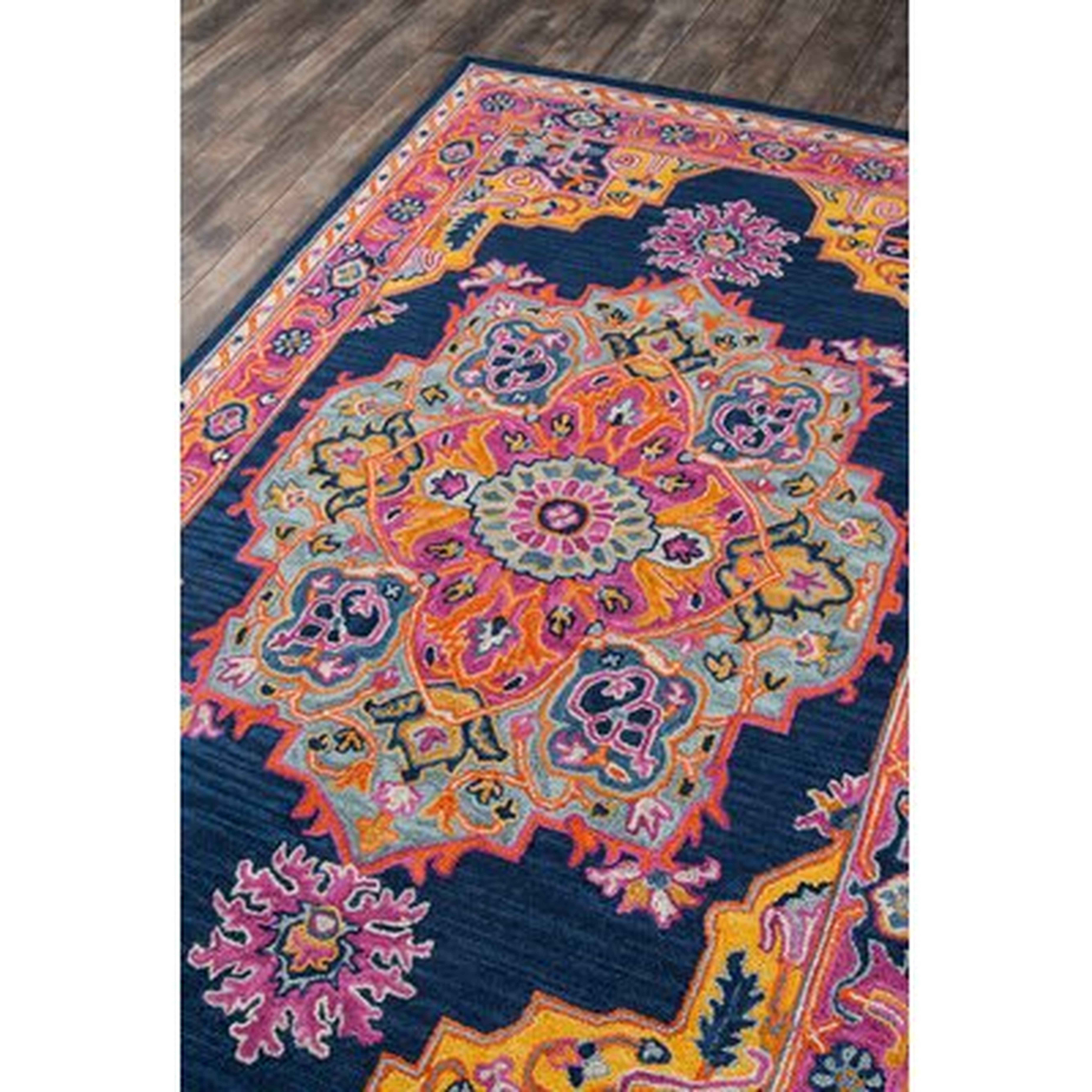 Lancaster Handmade Tufted Wool Navy Rug - Wayfair