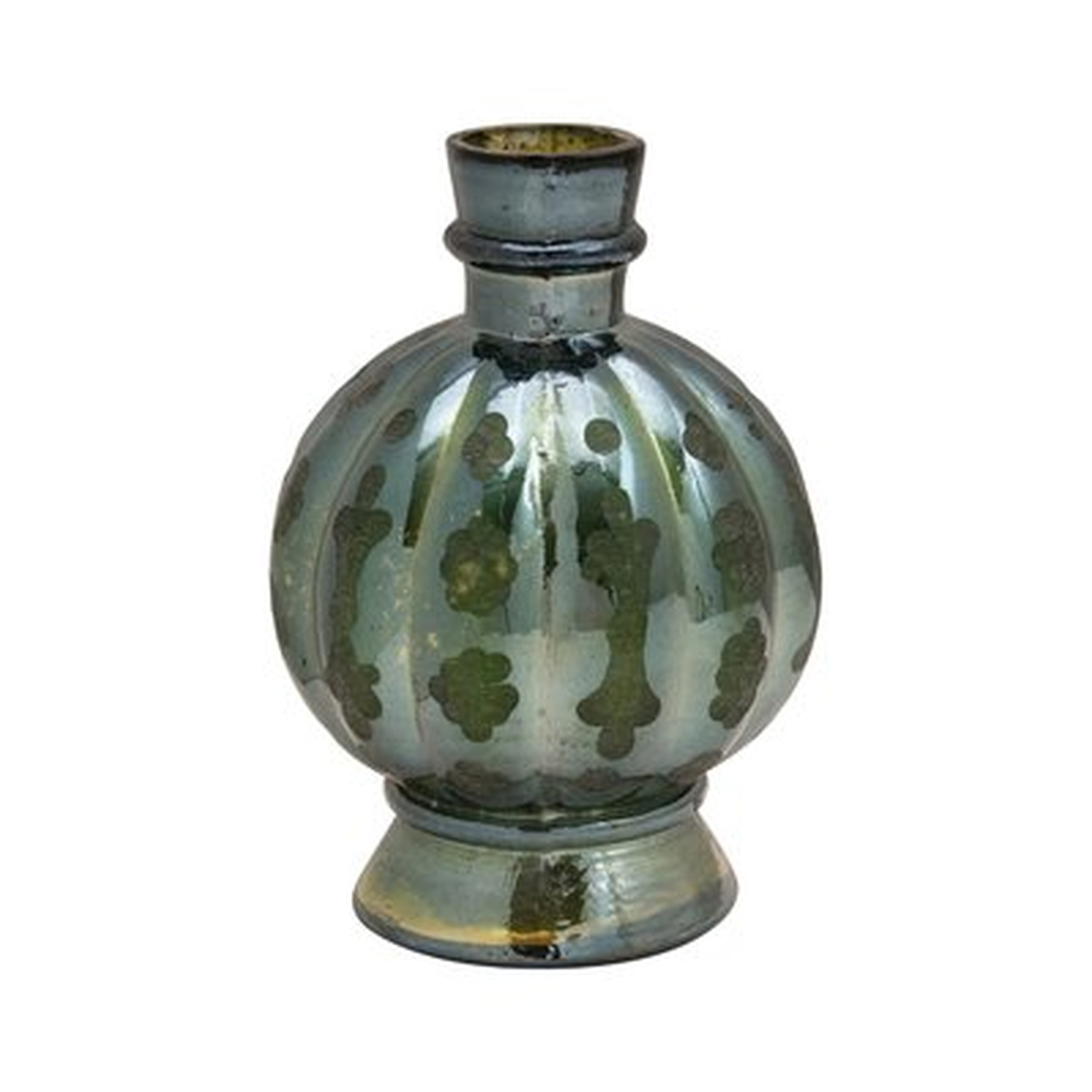 Geomar Green Iridescent 6" Glass Table Vase - Wayfair