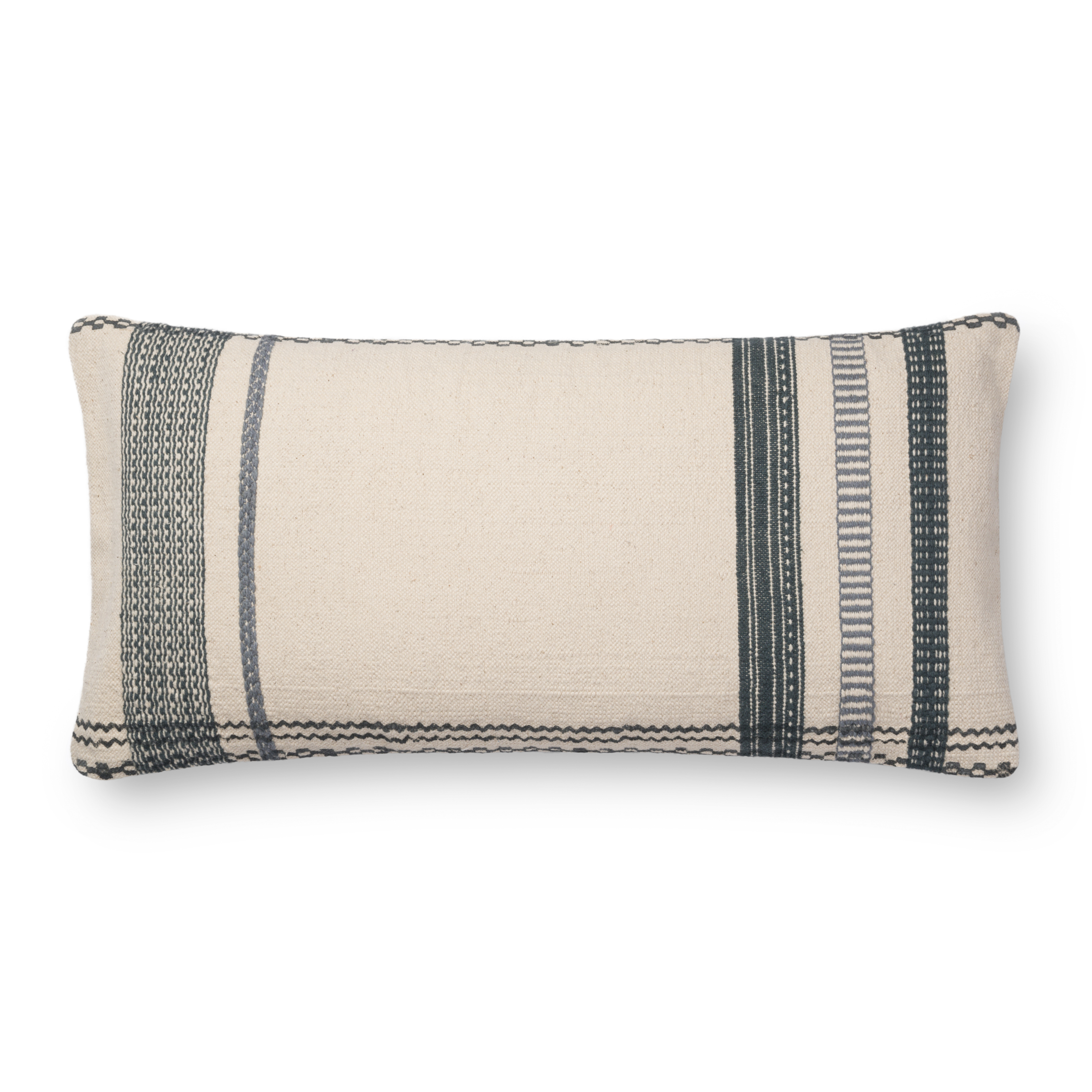 Magnolia Home by Joanna Gaines PILLOWS P1088 IVORY / BLUE 12" x 27" Cover Only - Magnolia Home by Joana Gaines Crafted by Loloi Rugs