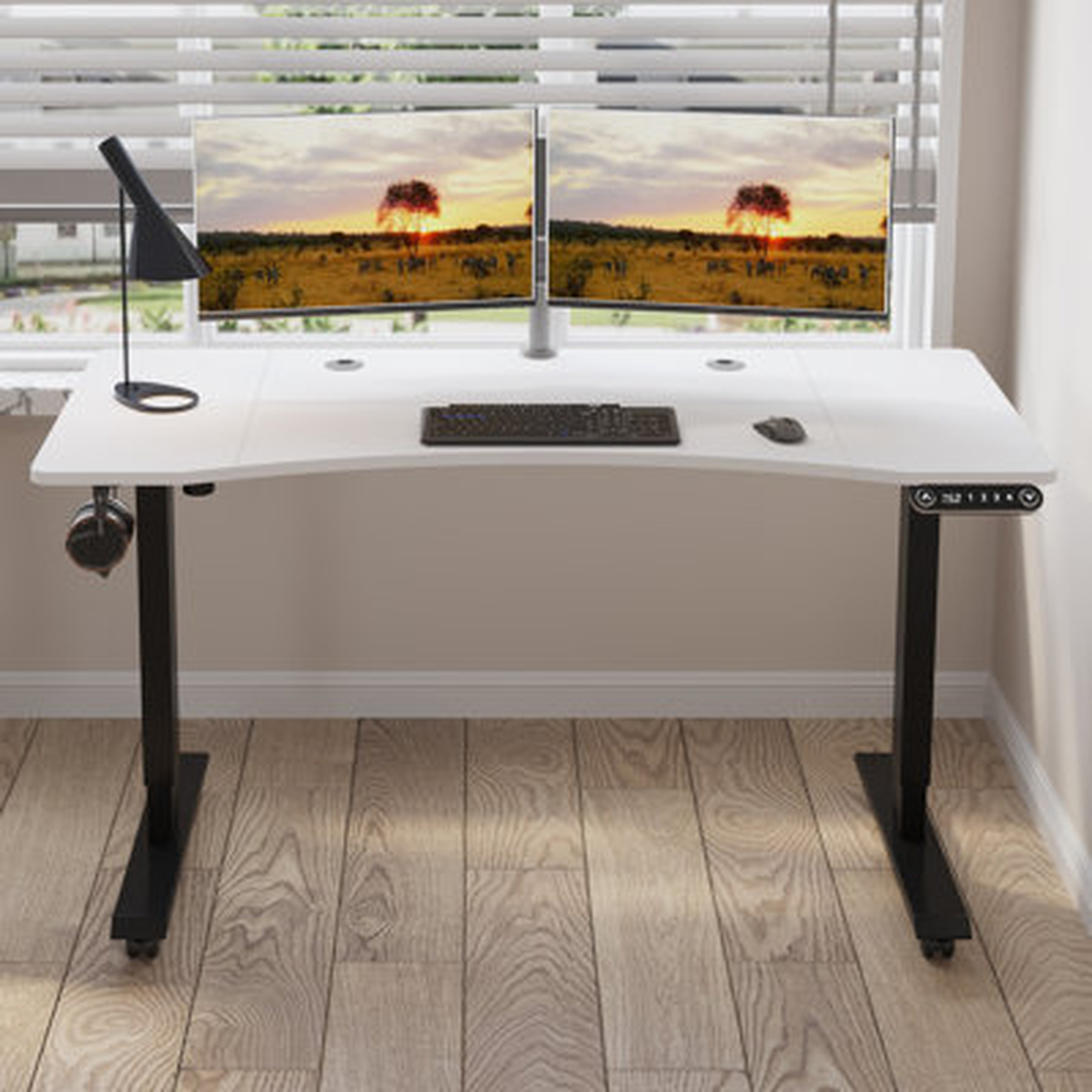 Daiah Ergonomic Curved Height Adjustable Standing Desk - Wayfair