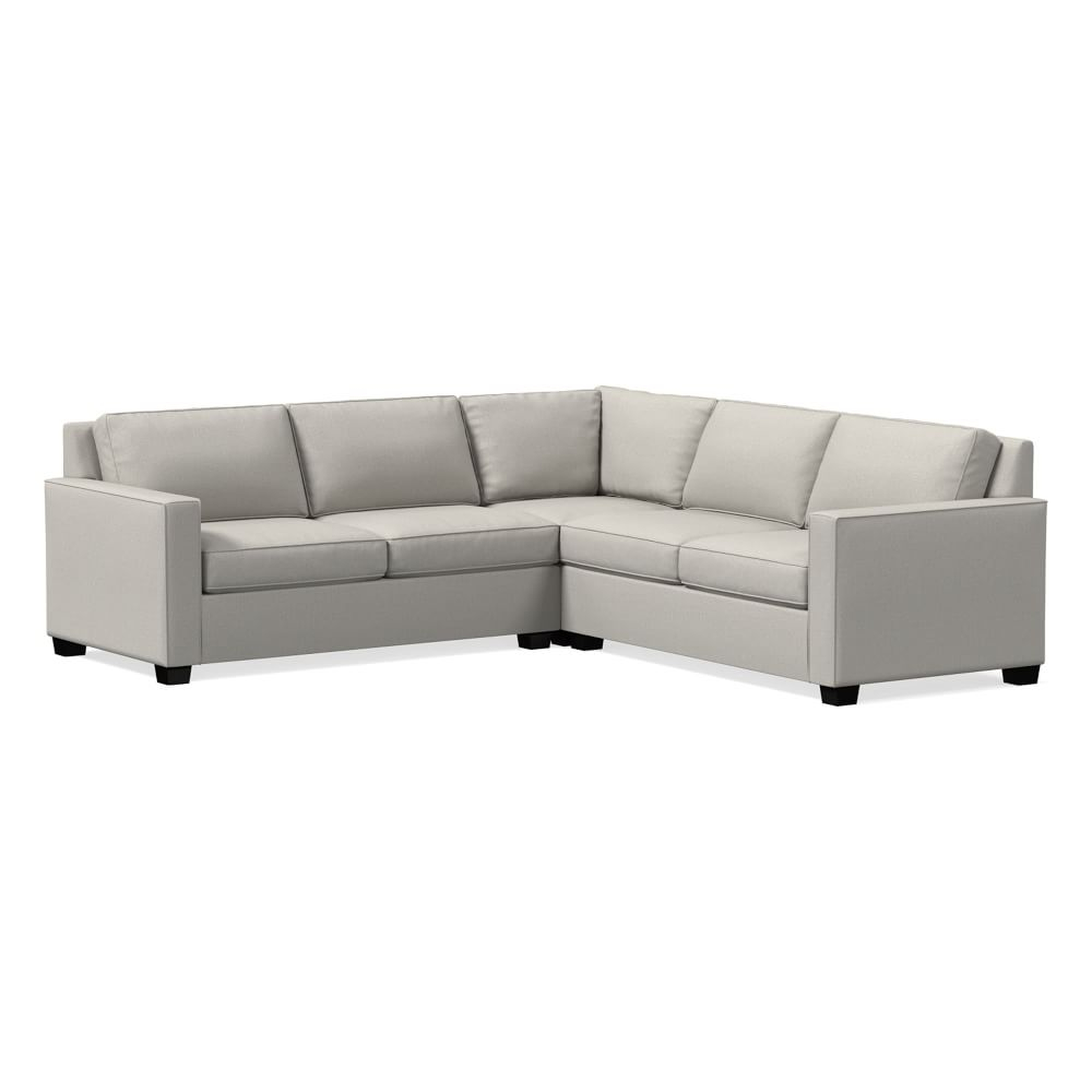 Henry 101" Multi Seat 3-Piece L-Shaped Sectional, Performance Yarn Dyed Linen Weave, Frost Gray, Chocolate - West Elm