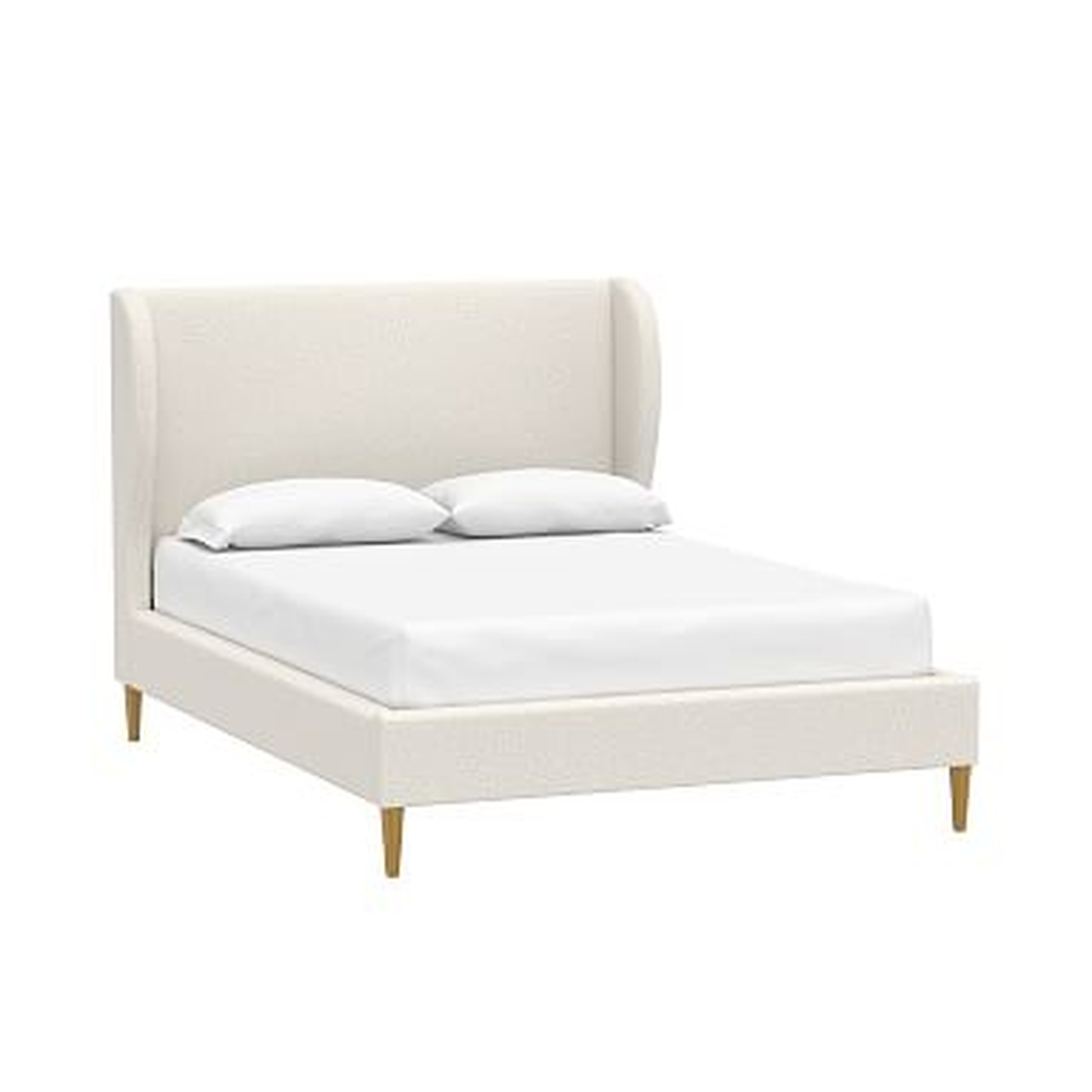Wren Wingback Upholstered Bed, King, Tweed Ivory - Pottery Barn Teen