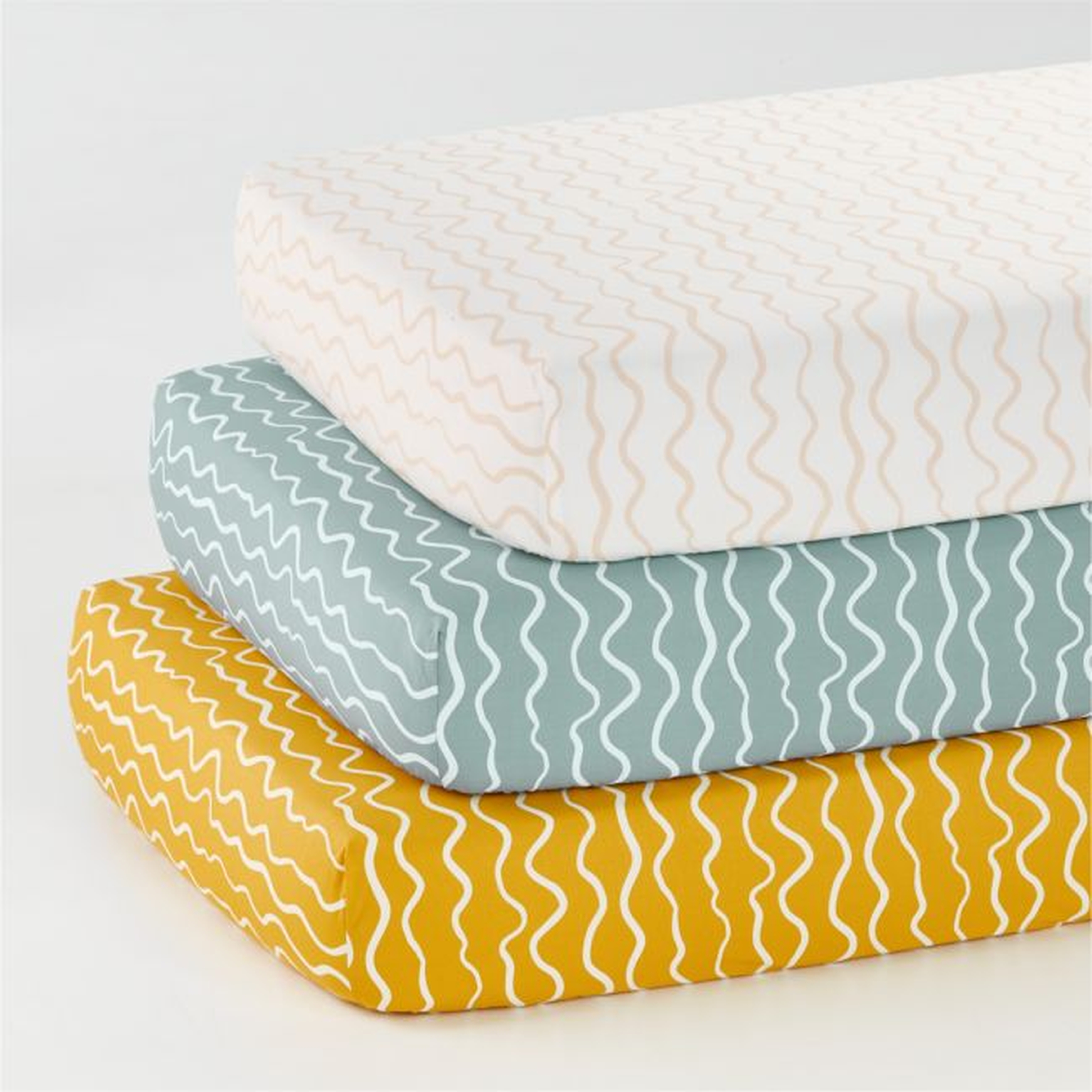 Imperfect Stripe Crib Fitted Sheet, Set of 3 - Crate and Barrel