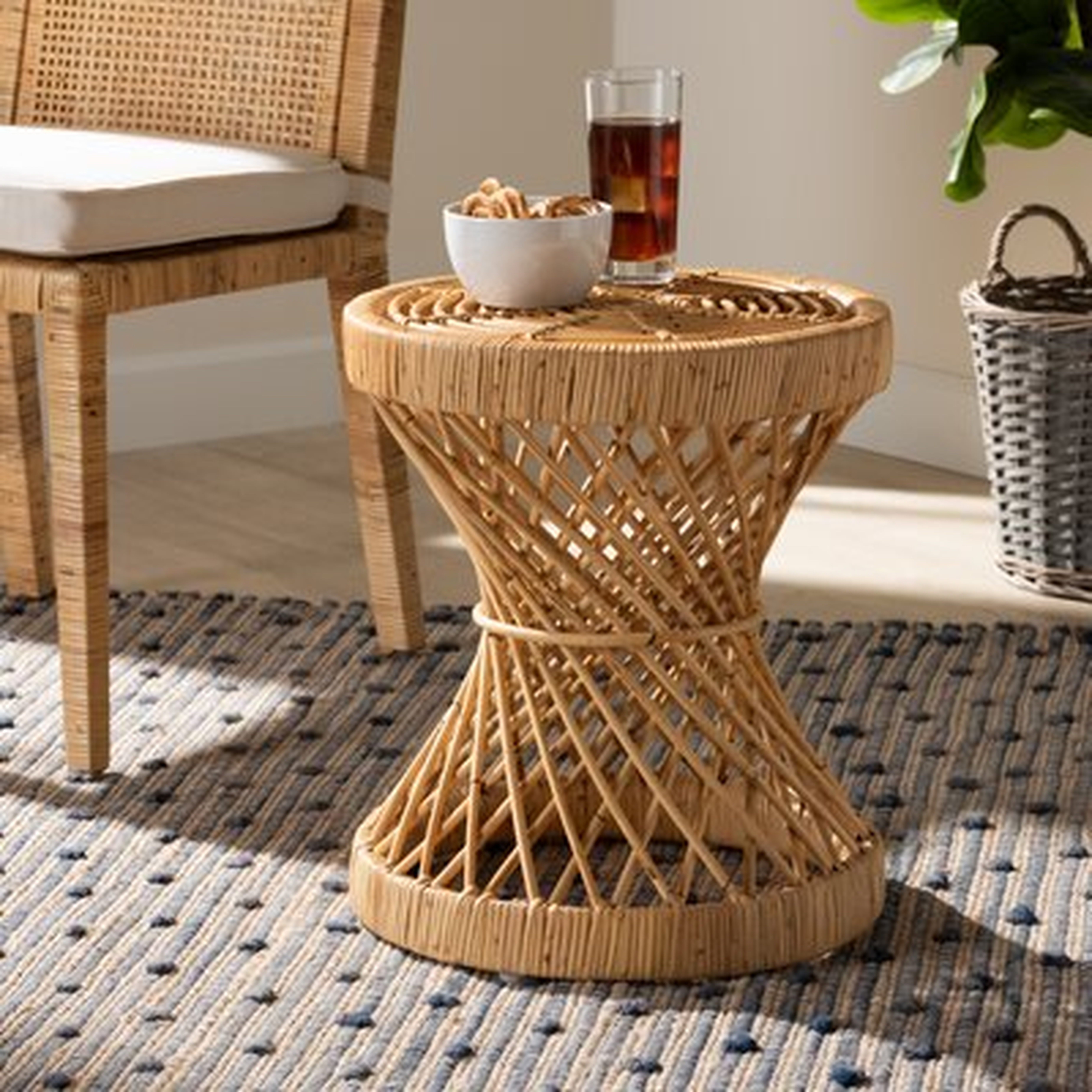 Seville Modern And Contemporary Natural Finished Rattan End Table - Wayfair