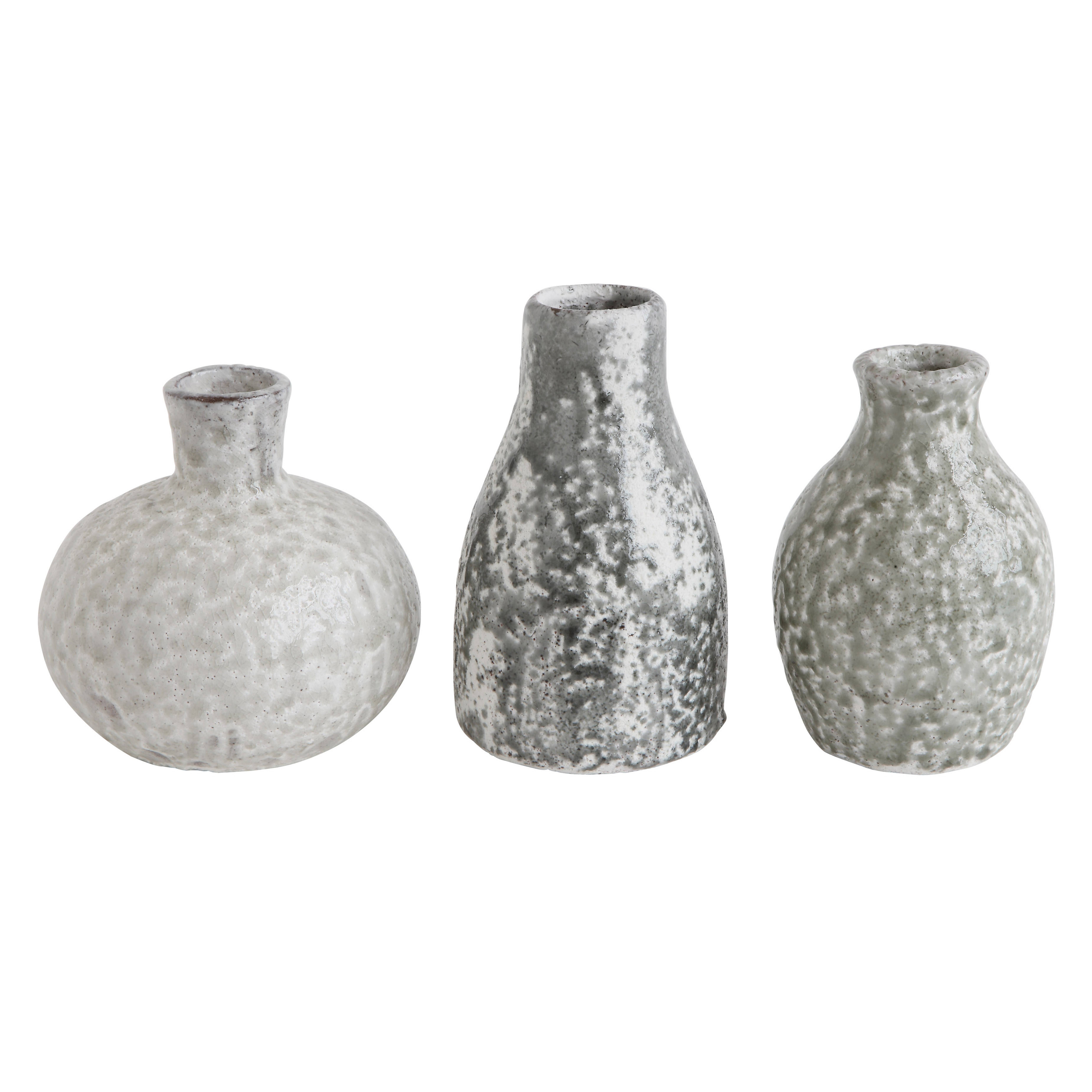 Distressed Terracotta Vases, Gray, Set of 3 - Nomad Home