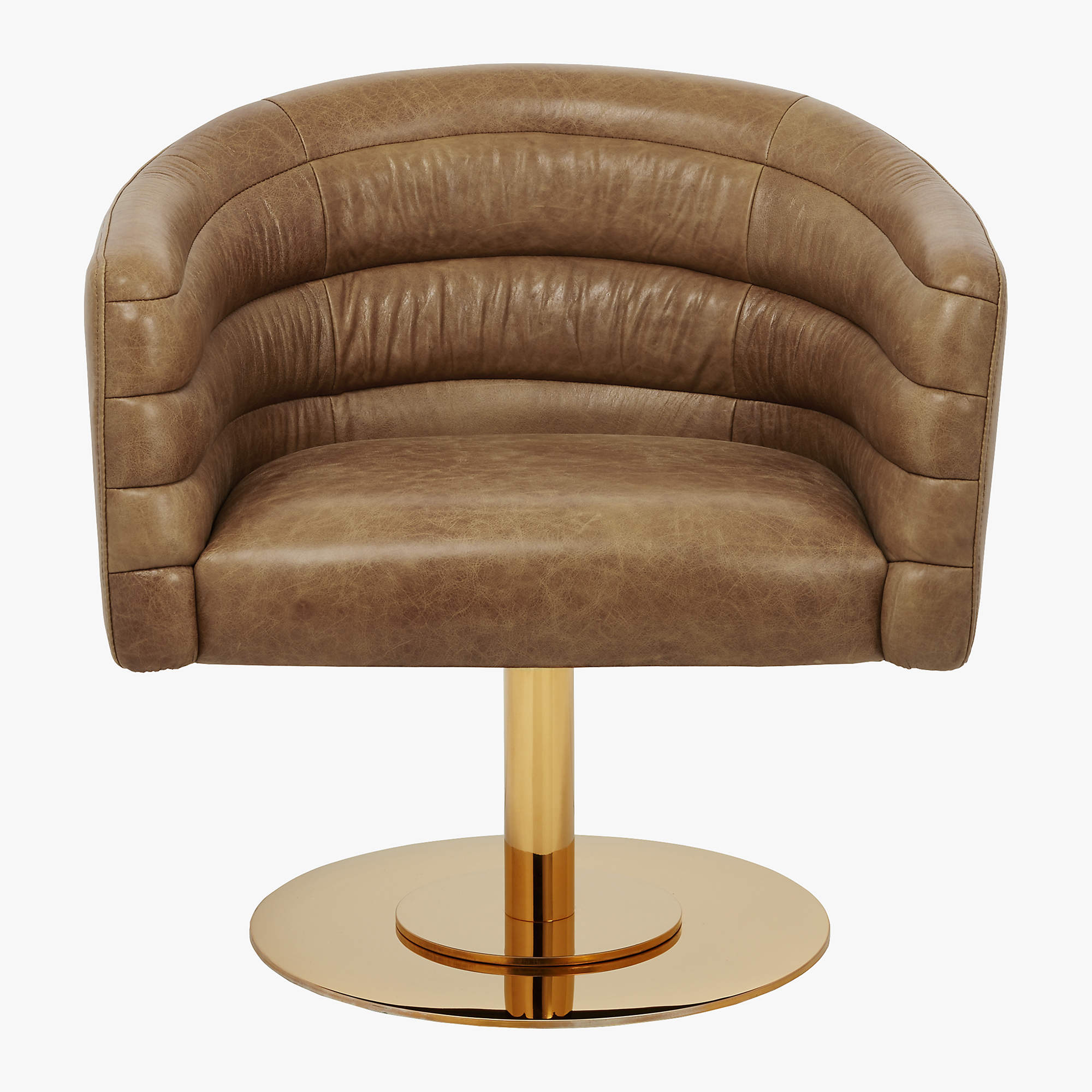 Cupa Saddle Leather Swivel Base Chair - CB2