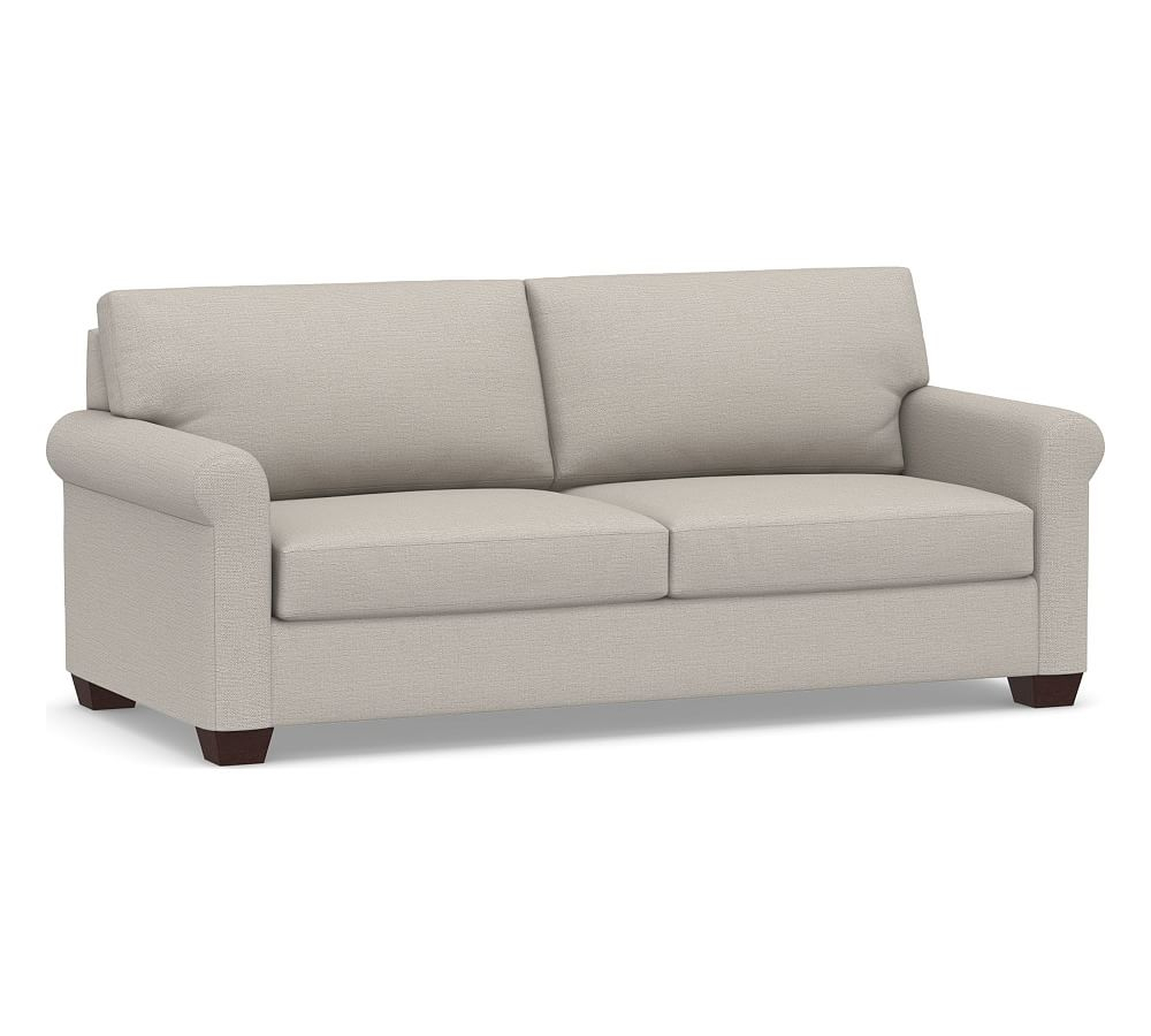 York Roll Arm Upholstered Sofa 82.5", Down Blend Wrapped Cushions, Chunky Basketweave Stone - Pottery Barn
