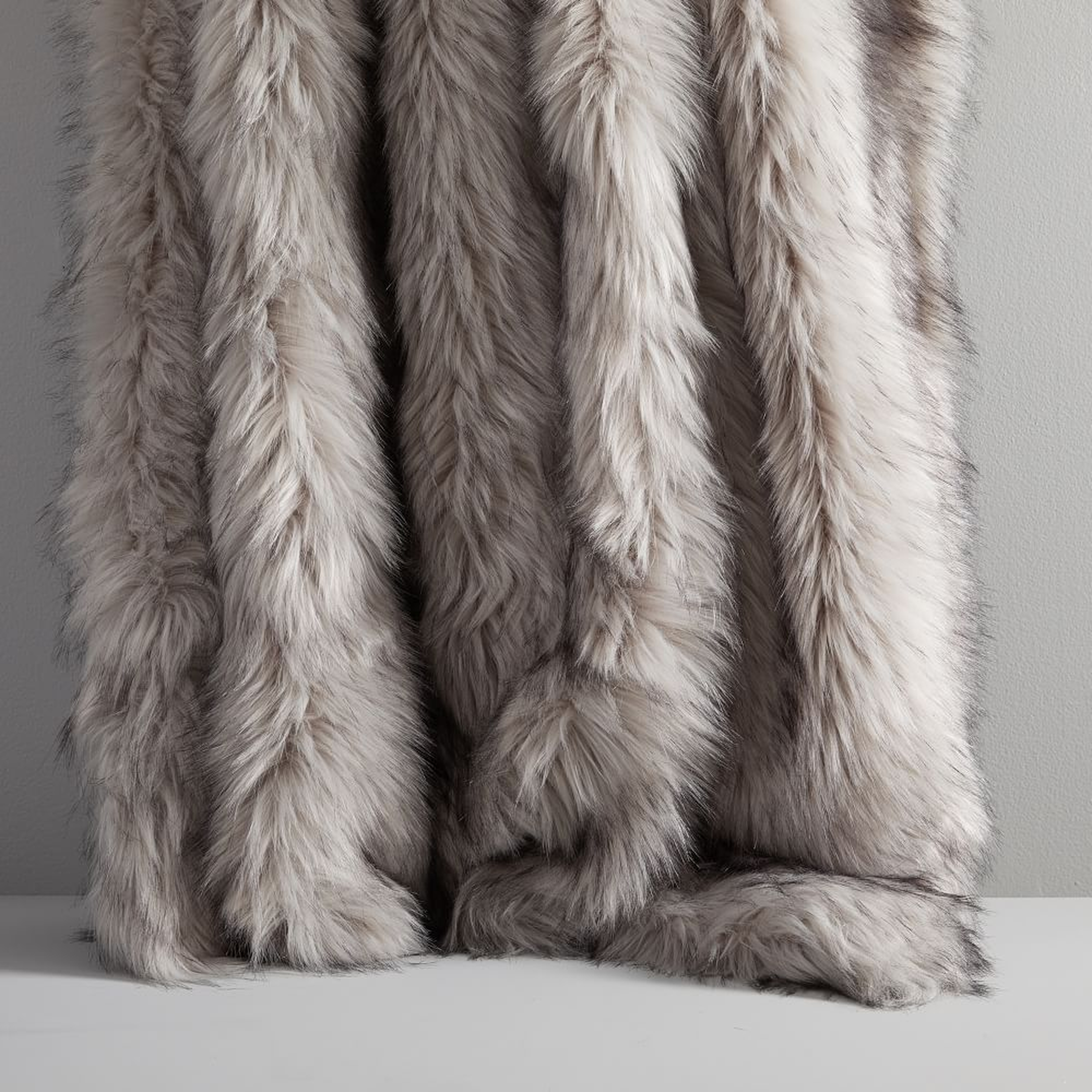 Faux Fur Brushed Tips Throw, 47"x60", Pearl Gray - West Elm