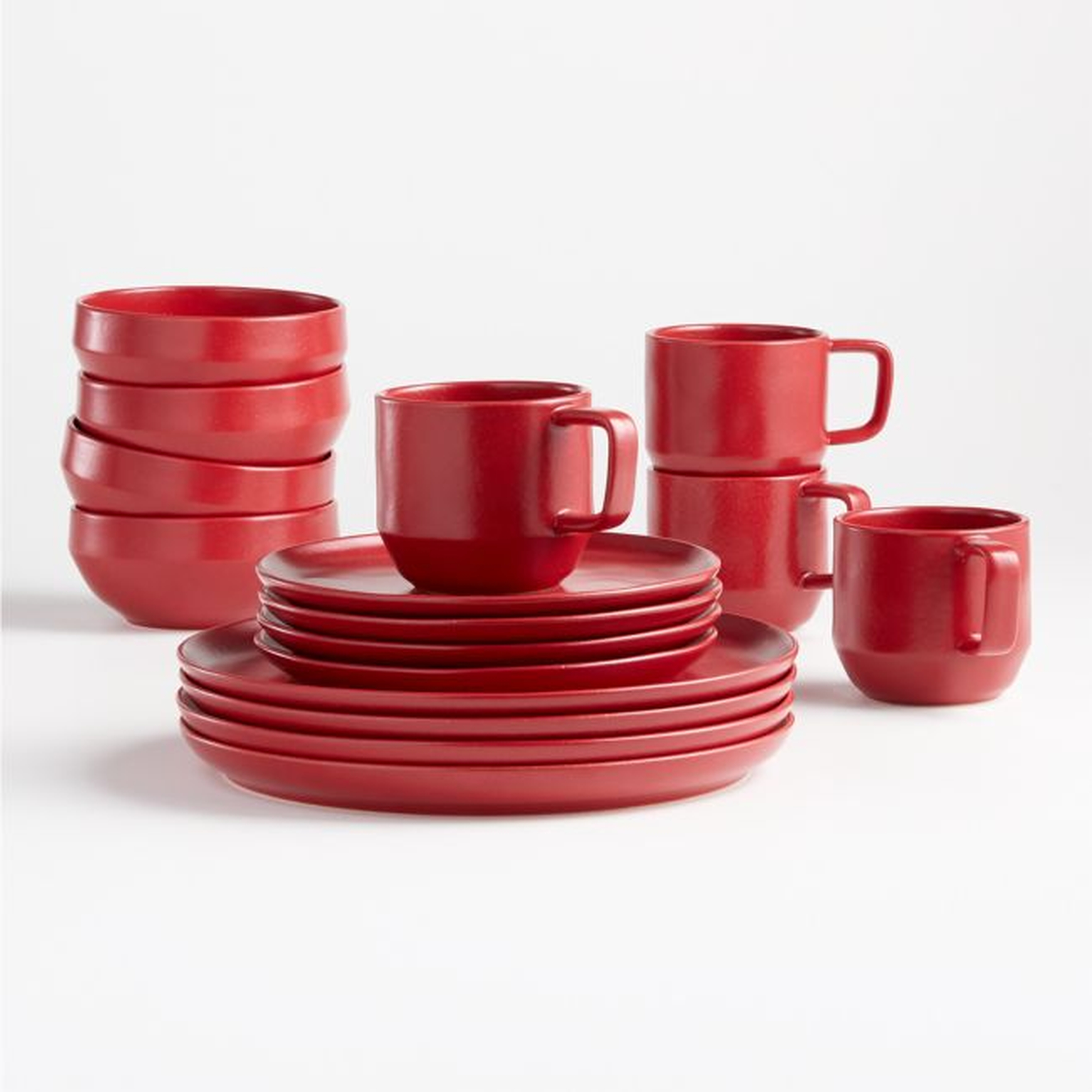 Visto 4-Piece Red Stoneware Place Setting - Crate and Barrel
